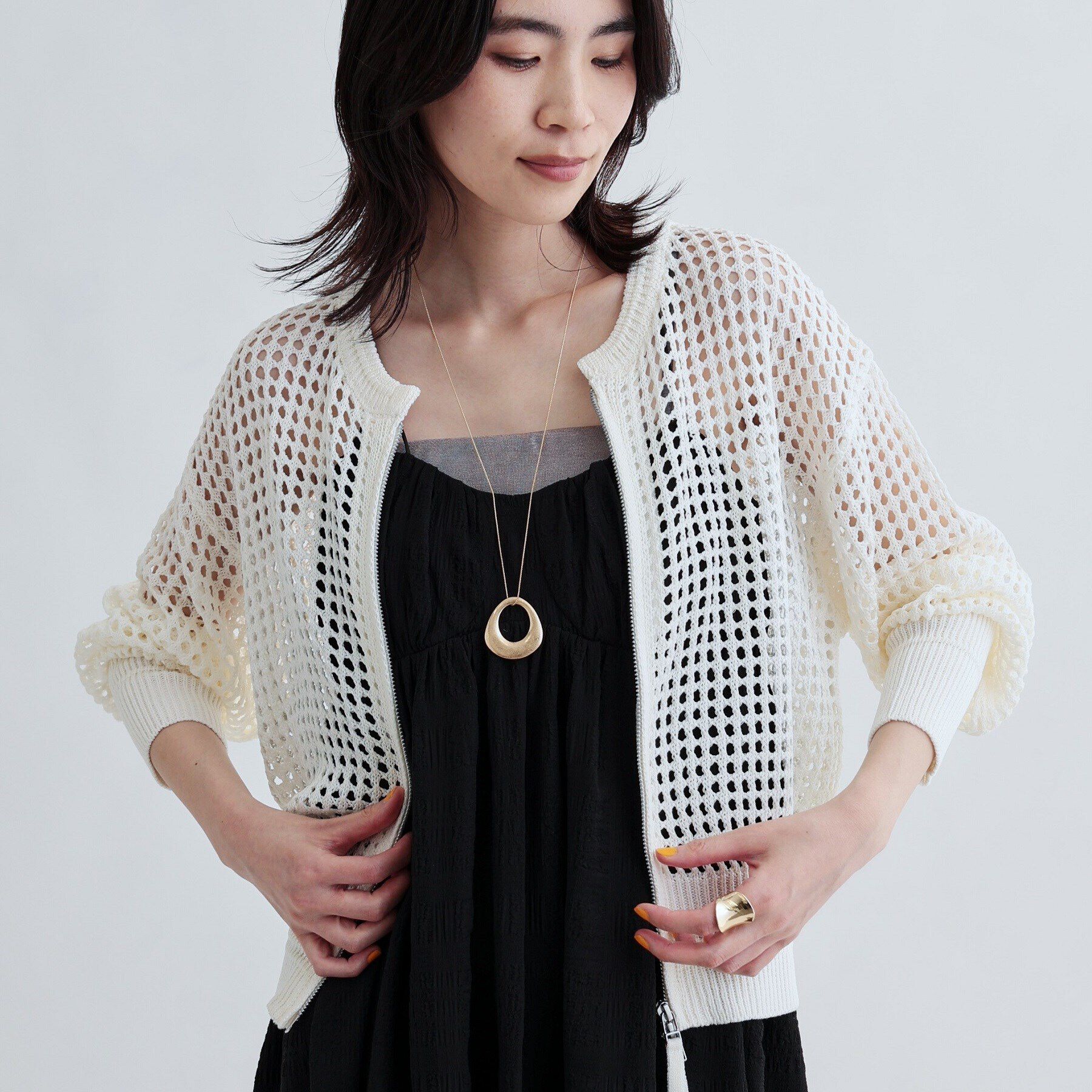 GALLEST「透かし編みニットカーディガン」|カーディガン|