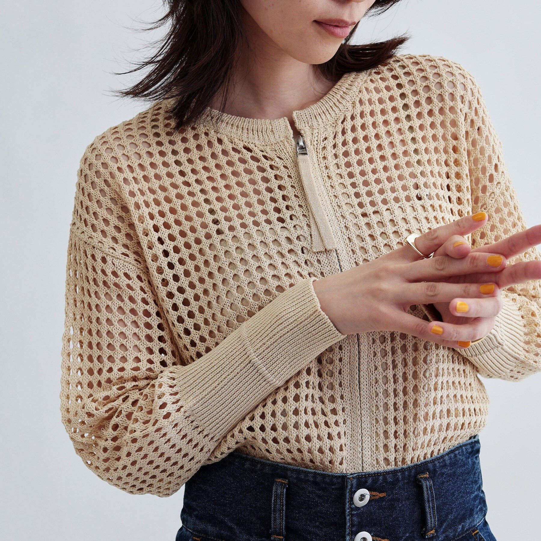 GALLEST「透かし編みニットカーディガン」|カーディガン|