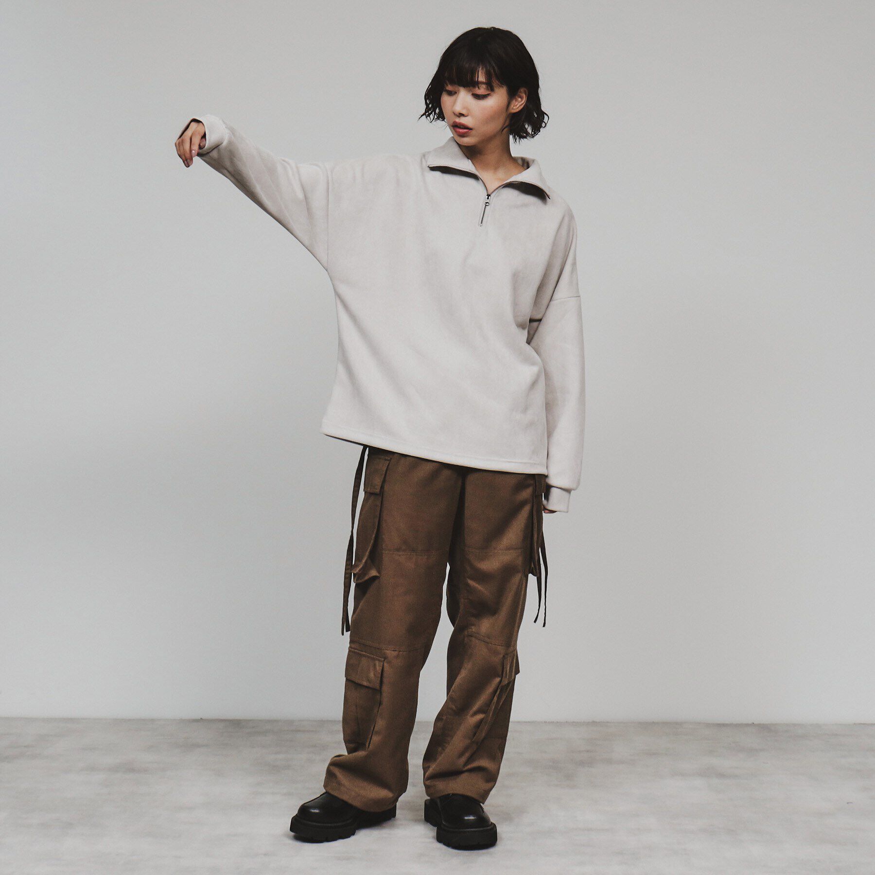 tk.TAKEO KIKUCHI「スエードプチドルマンハーフジップカットソー」|Tシャツ・カットソー|