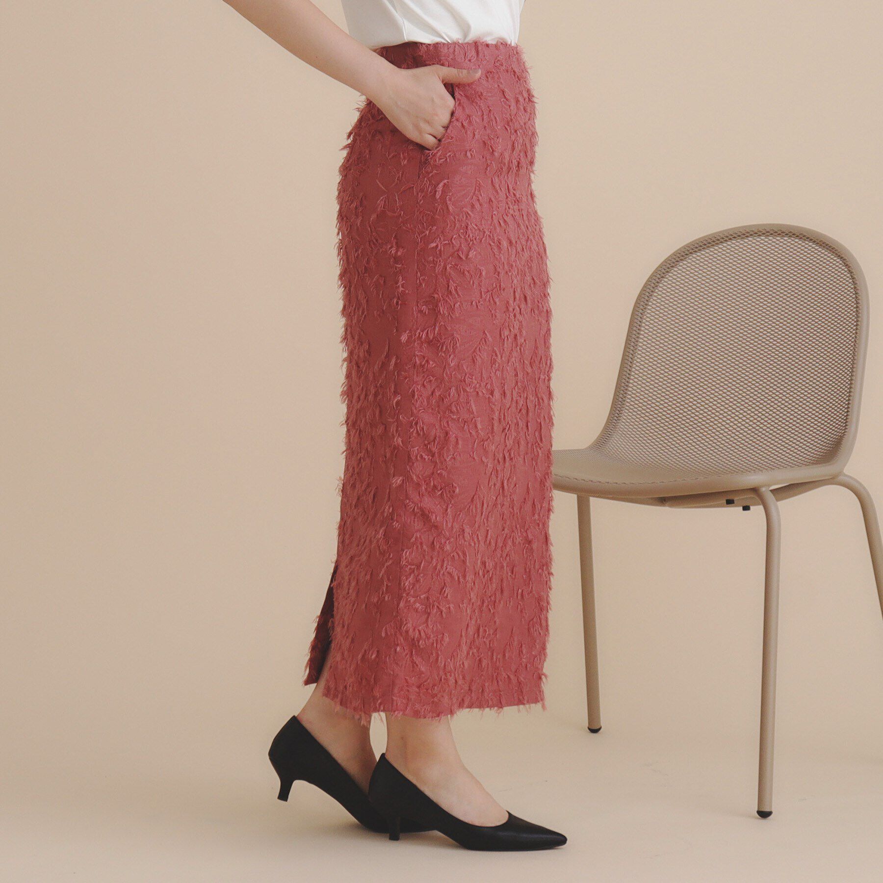 index「《美人百花掲載》カットジャカードタイトスカート/セットアップ対応【洗濯機洗い可】」|スカート|