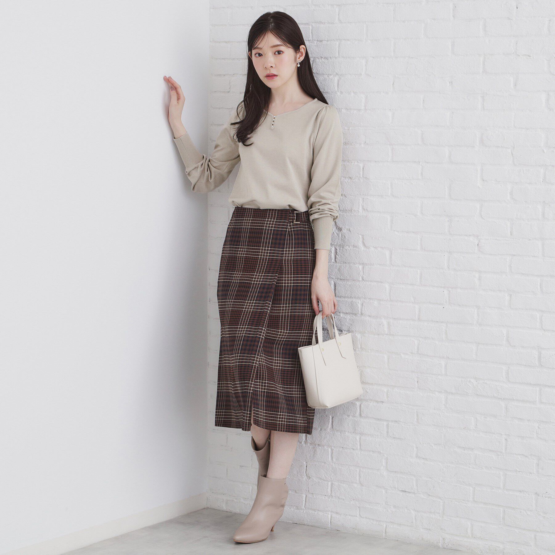 index「《5color/XS-LLsize》パール調デザインハートネックニット【洗濯機洗い可】」|ニット・セーター|