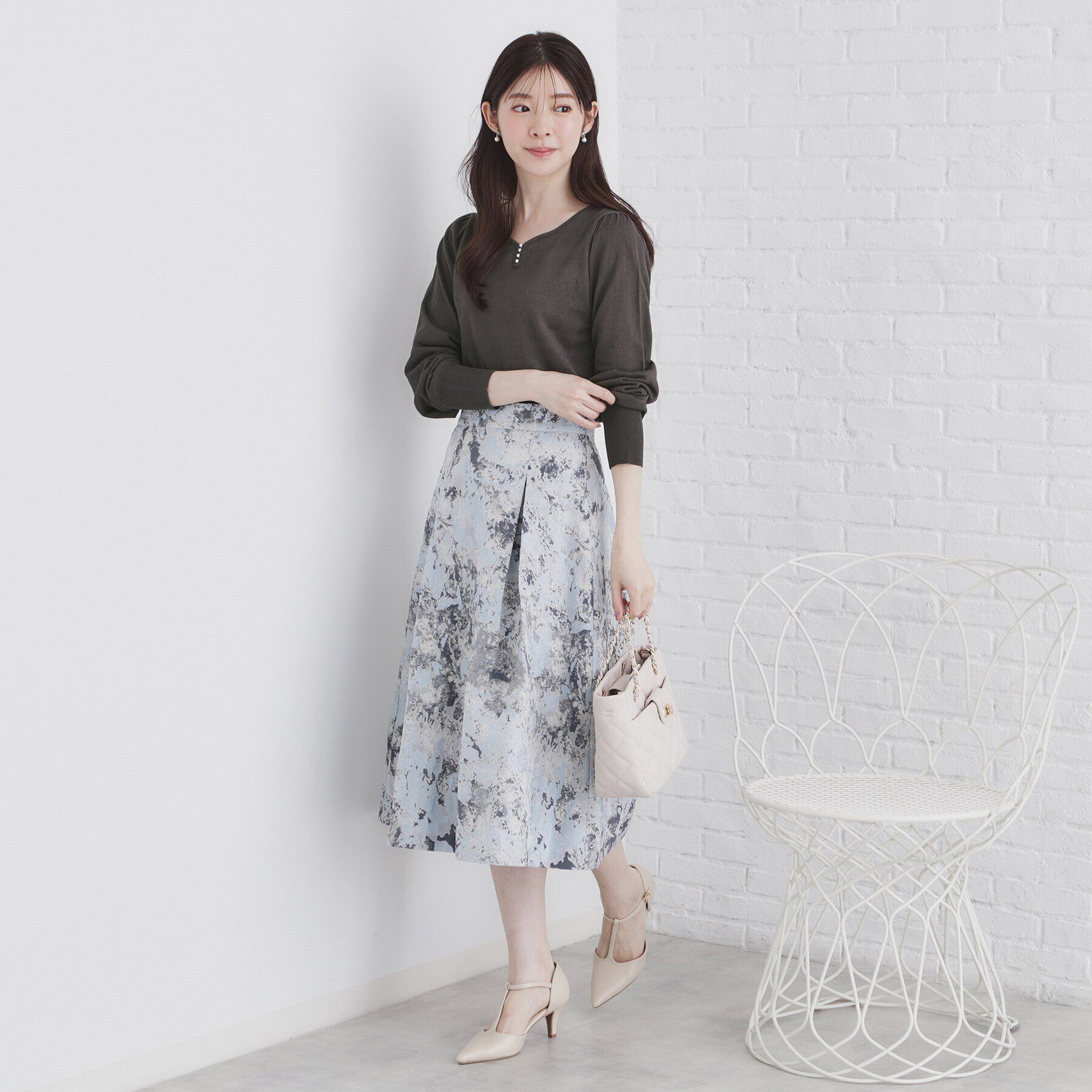 index「《5color/XS-LLsize》パール調デザインハートネックニット【洗濯機洗い可】」|ニット・セーター|