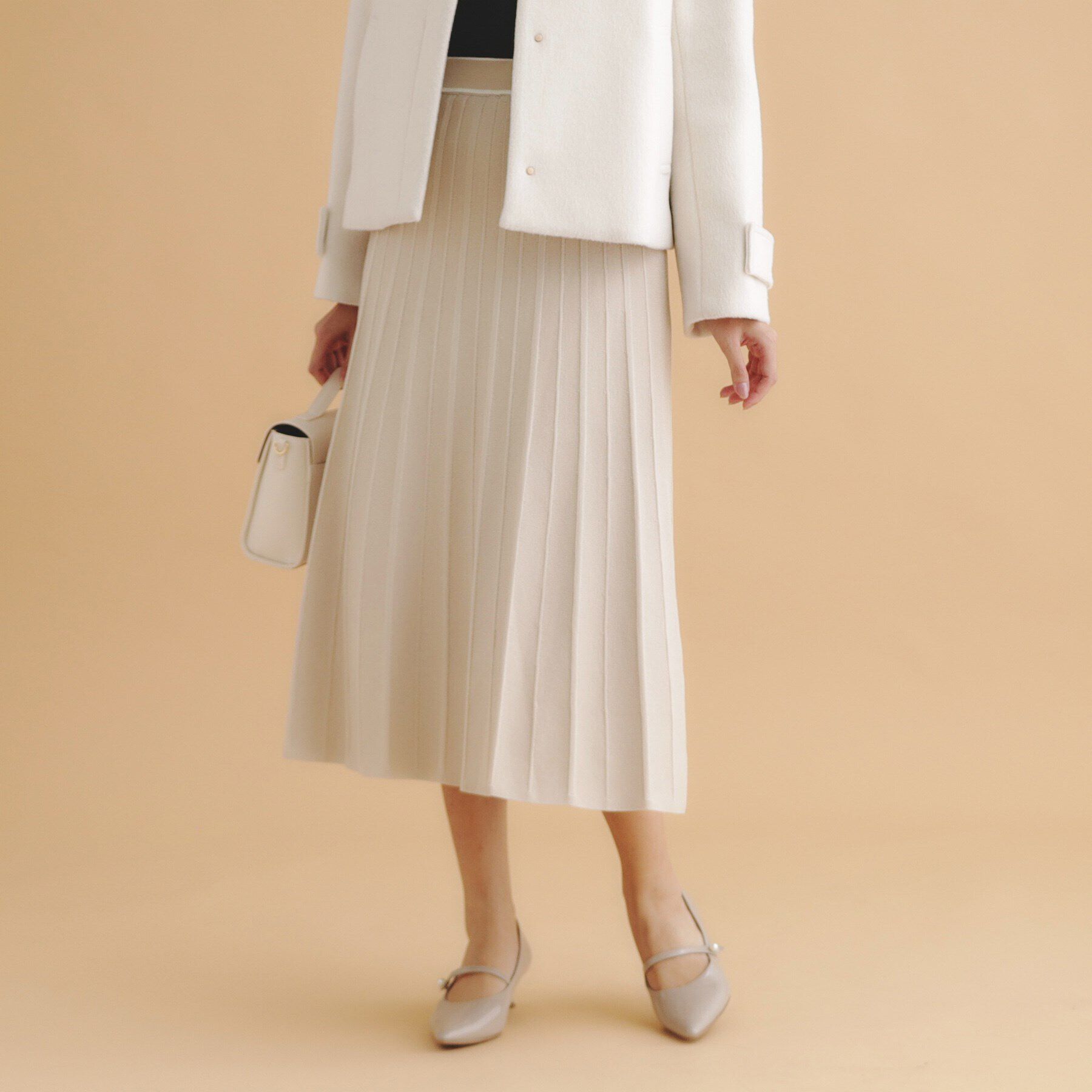 index「バイカラーフレアスカート/ニットアップ対応【洗濯機洗い可/抗ピル】」|スカート|