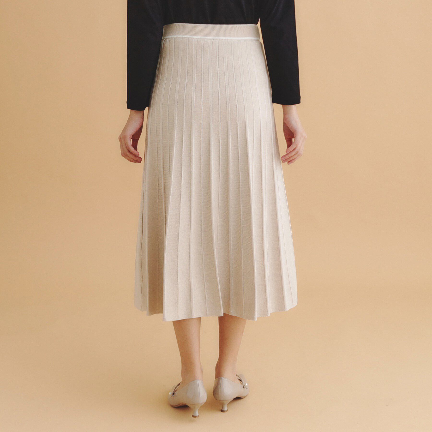 index「バイカラーフレアスカート/ニットアップ対応【洗濯機洗い可/抗ピル】」|スカート|