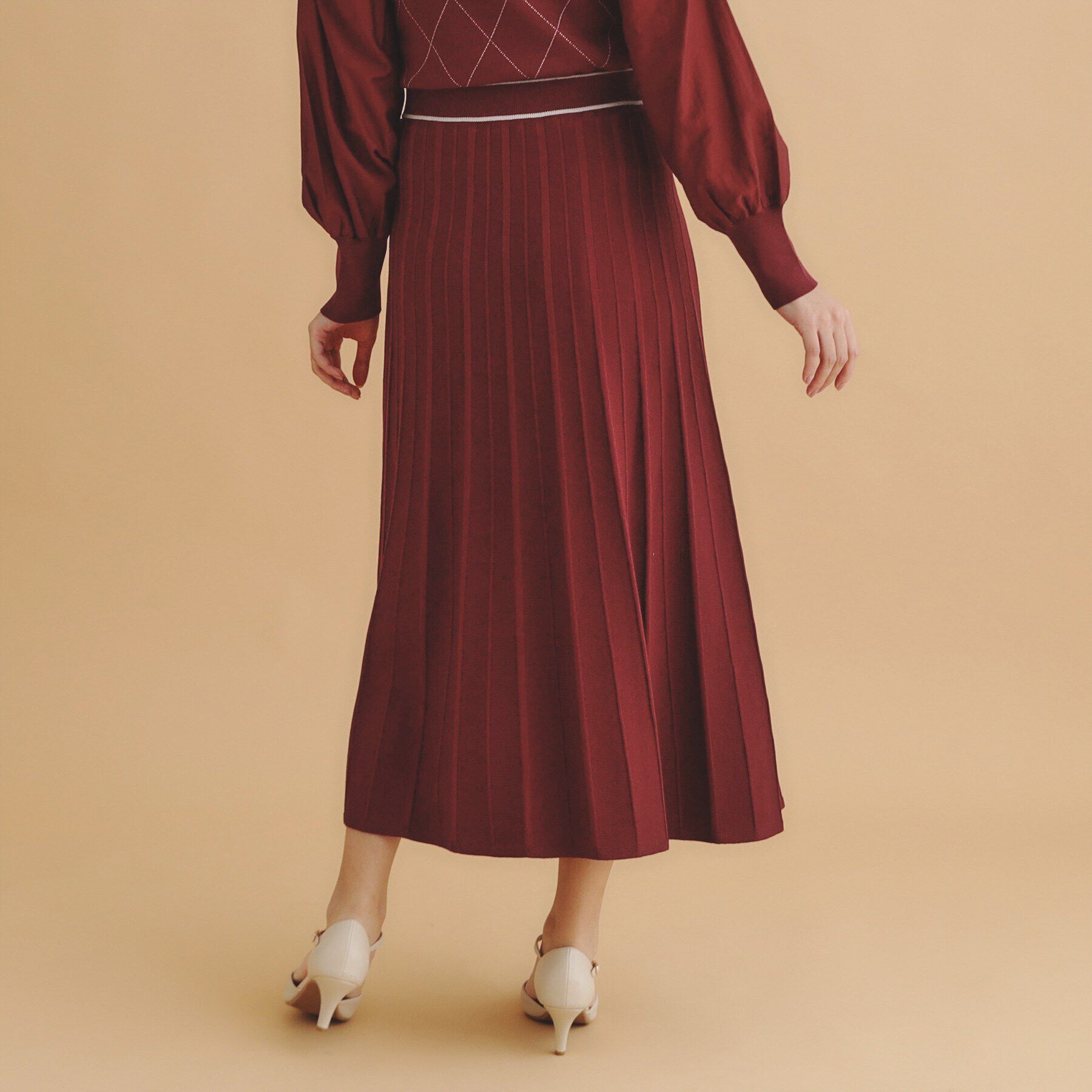 index「バイカラーフレアスカート/ニットアップ対応【洗濯機洗い可/抗ピル】」|スカート|