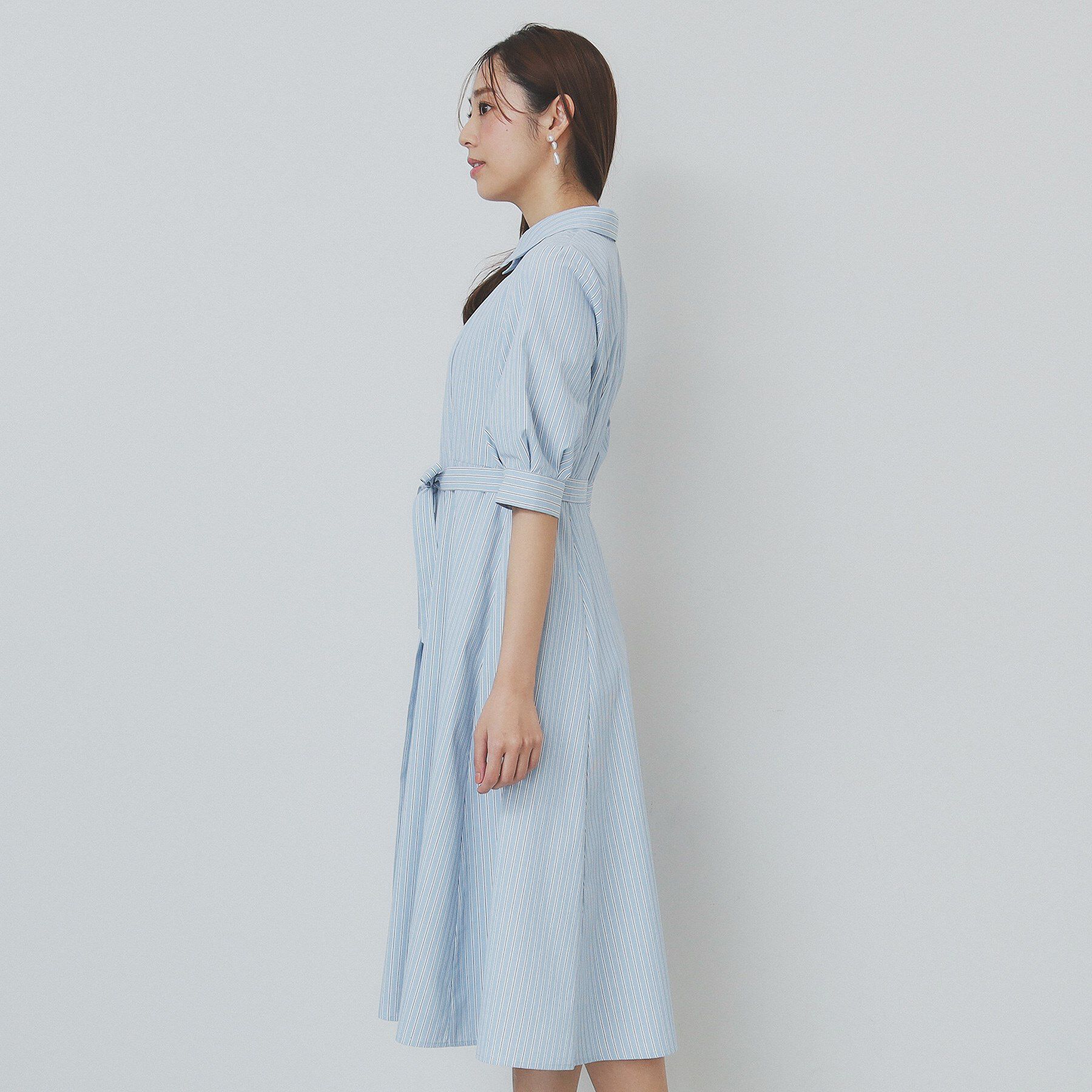 index「ストライプシャツワンピース【洗濯機洗い可/イージーアイロン】」|ワンピース|