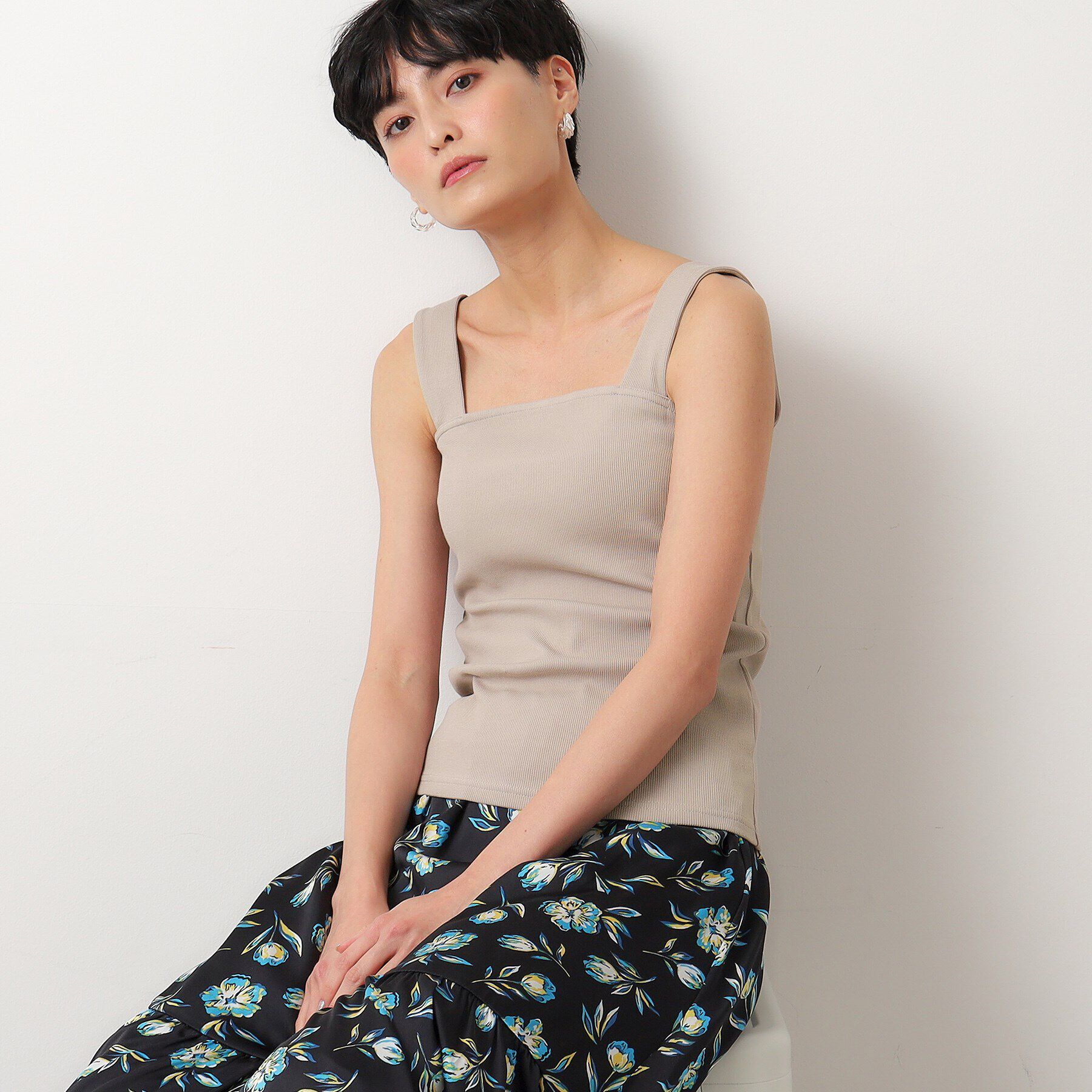 OPAQUE.CLIP「ワイドストラップリブキャミソール【ストレッチ/洗濯機洗い可】」|キャミソール|