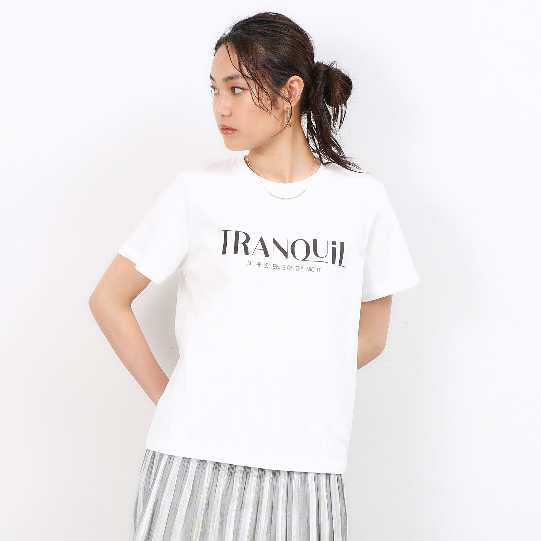 OPAQUE.CLIP「ロゴプリントTシャツ【洗濯機洗い可】」|Tシャツ・カットソー|ホワイト(001)