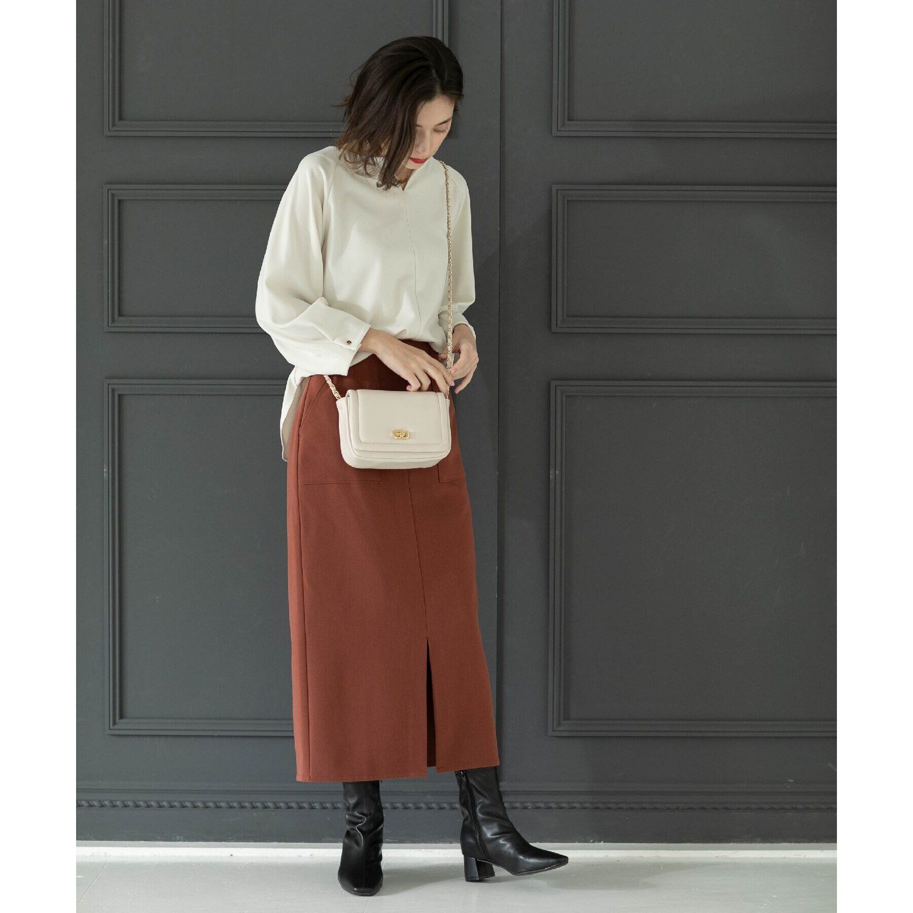 OPAQUE.CLIP「UV 袖口金ボタンキーネックトップス【吸水速乾/洗濯機洗い可】」|Tシャツ・カットソー|