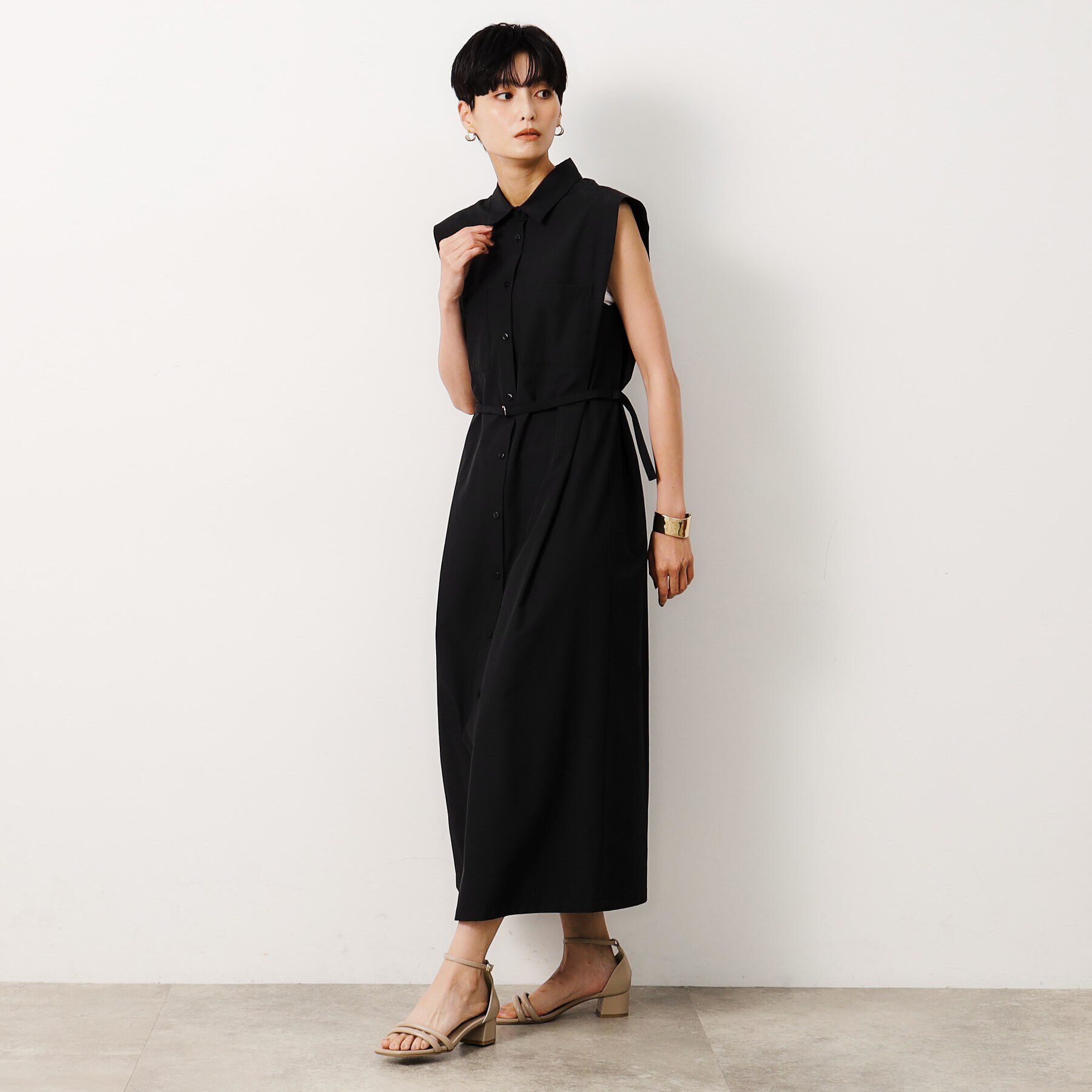 OPAQUE.CLIP「《美人百花掲載》フレンチスリーブシャツワンピース【洗濯機洗い可】」|ワンピース|