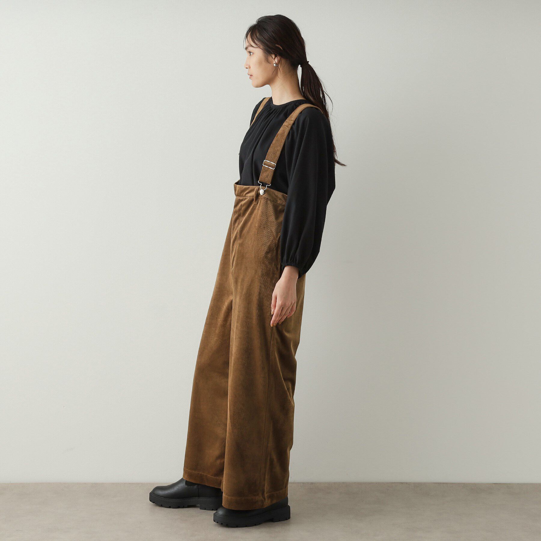 OPAQUE.CLIP「コーデュロイ ワイドサロペット【洗濯機洗い可】」|オールインワン|