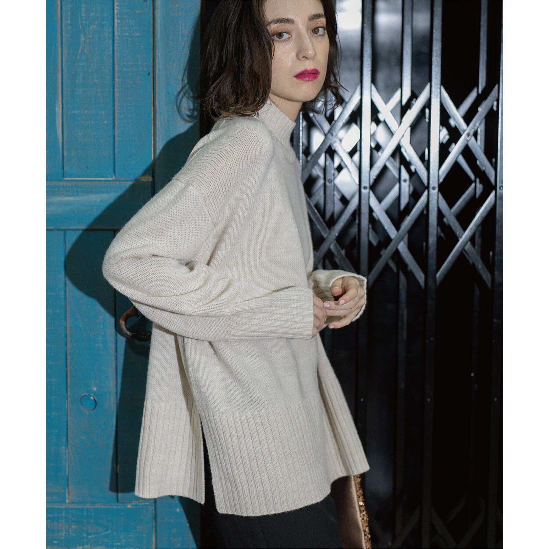 OPAQUE.CLIP「《10color/S-LLsize》ハイネックミドルゲージニット【洗濯機洗い可】」|ニット・セーター|オフホワイト(003