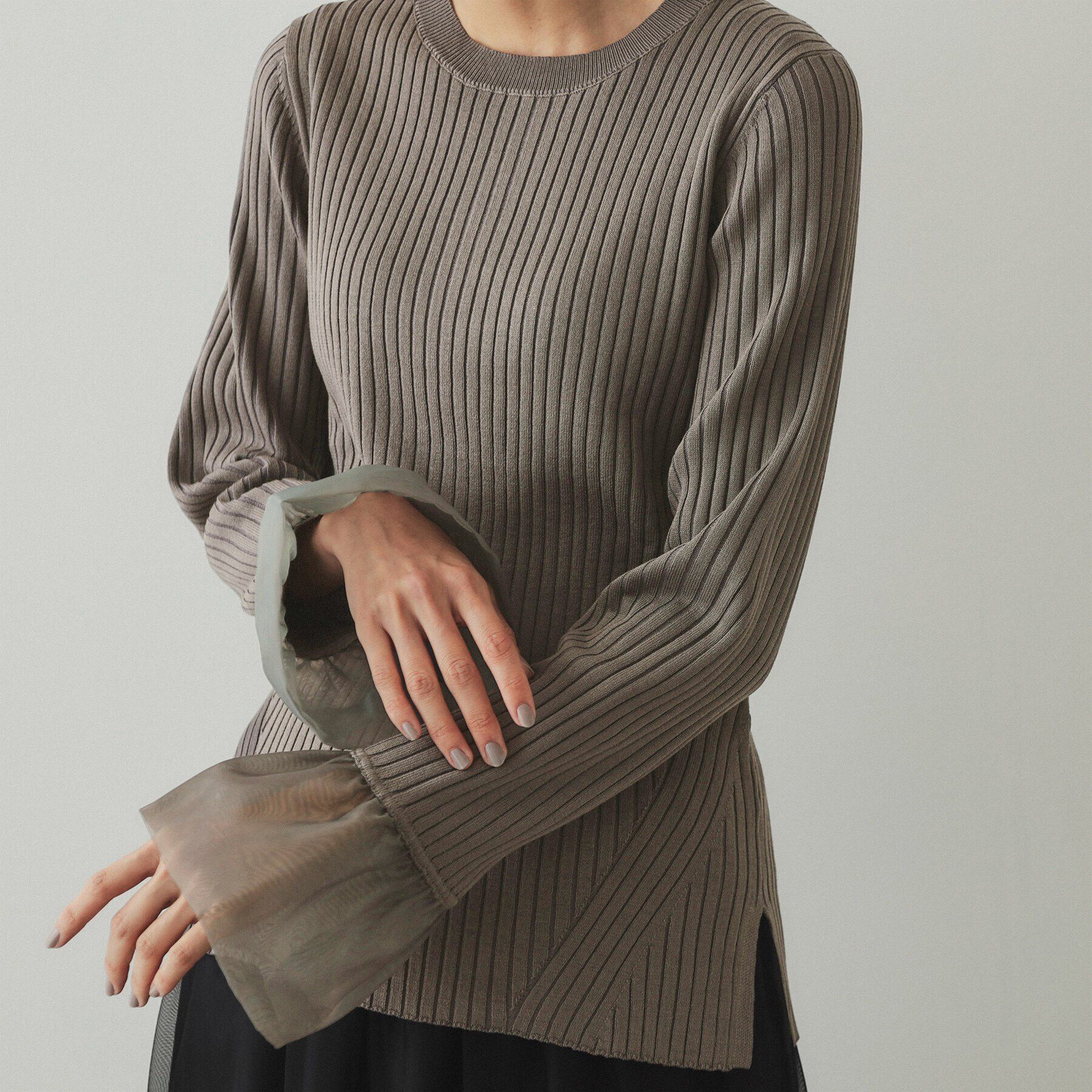 OPAQUE.CLIP「バルーンスリーブ リブニット【洗濯機洗い可】」|ニット・セーター|
