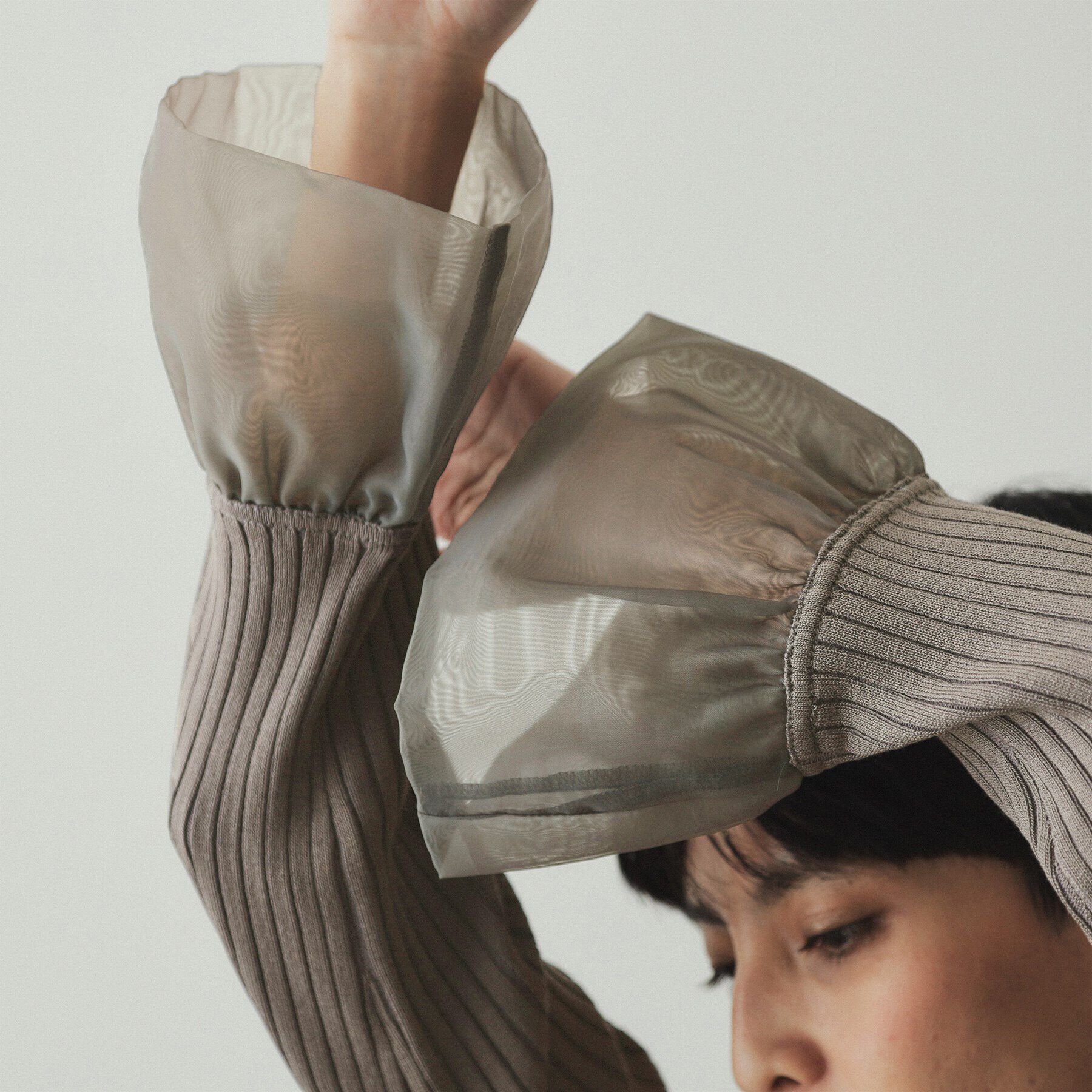 OPAQUE.CLIP「バルーンスリーブ リブニット【洗濯機洗い可】」|ニット・セーター|