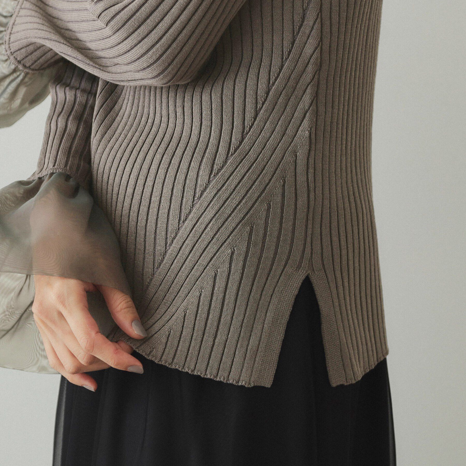 OPAQUE.CLIP「バルーンスリーブ リブニット【洗濯機洗い可】」|ニット・セーター|