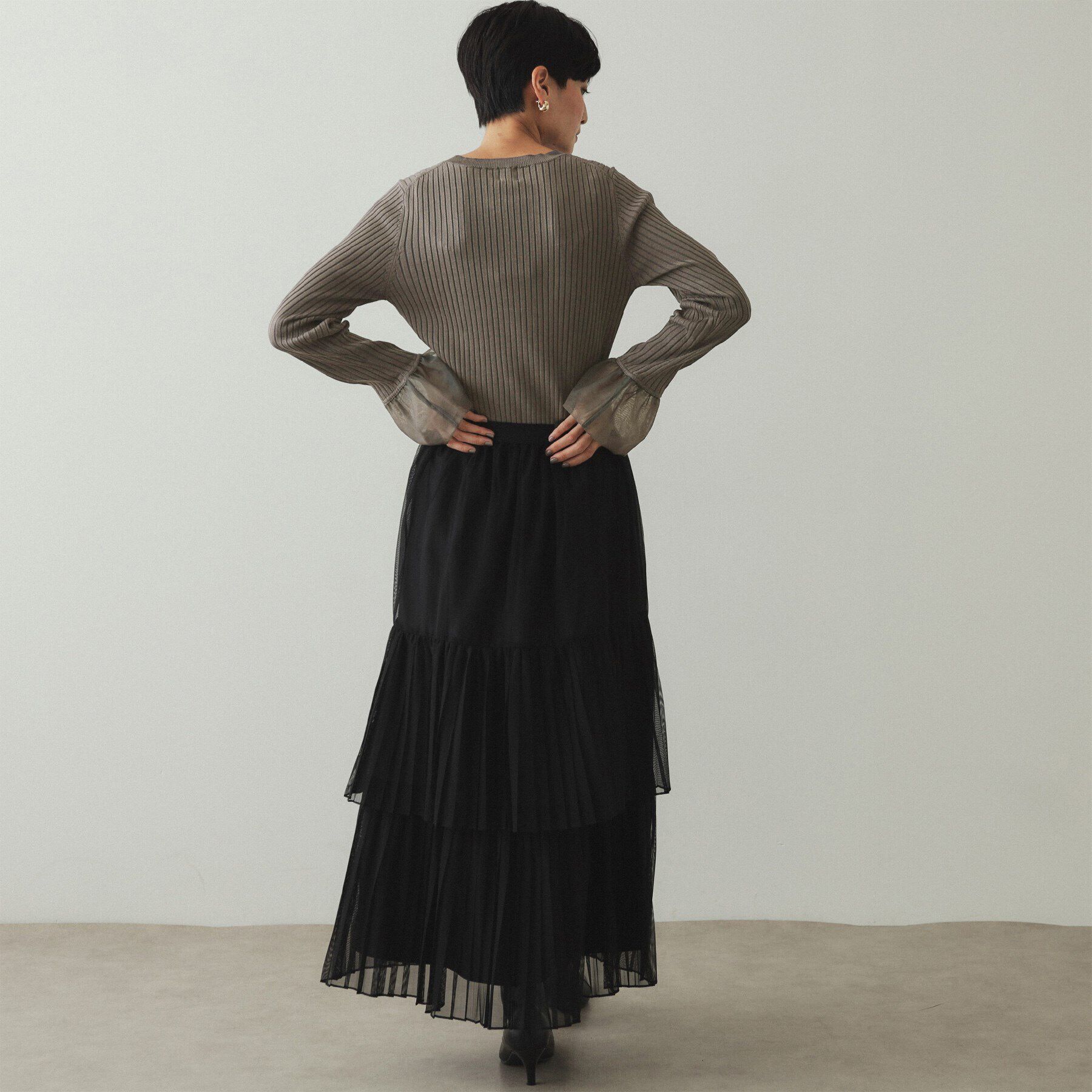 OPAQUE.CLIP「バルーンスリーブ リブニット【洗濯機洗い可】」|ニット・セーター|