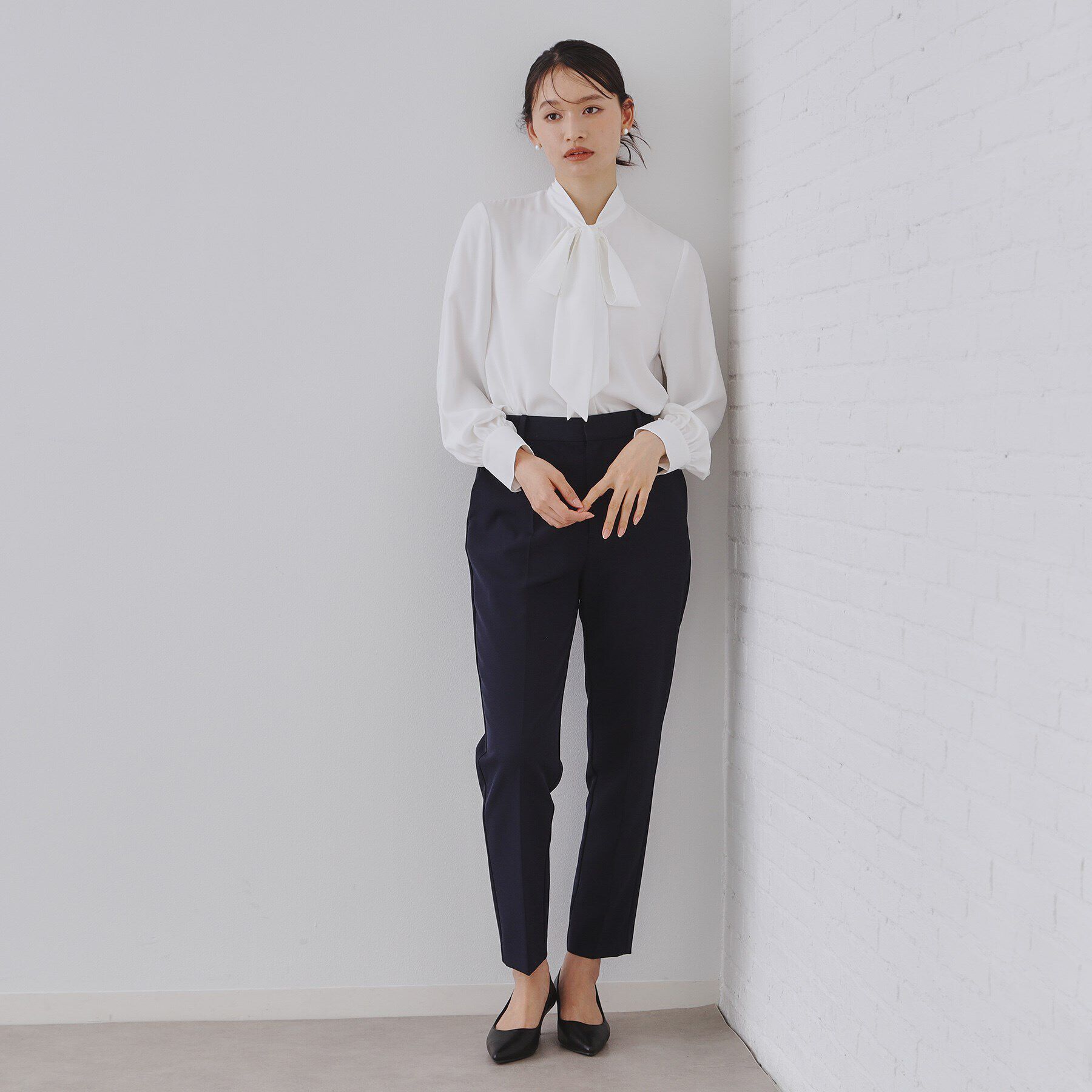 OPAQUE.CLIP「《通勤・セレモニー対応》ボウタイブラウス【洗濯機洗い可】」|シャツ・ブラウス|