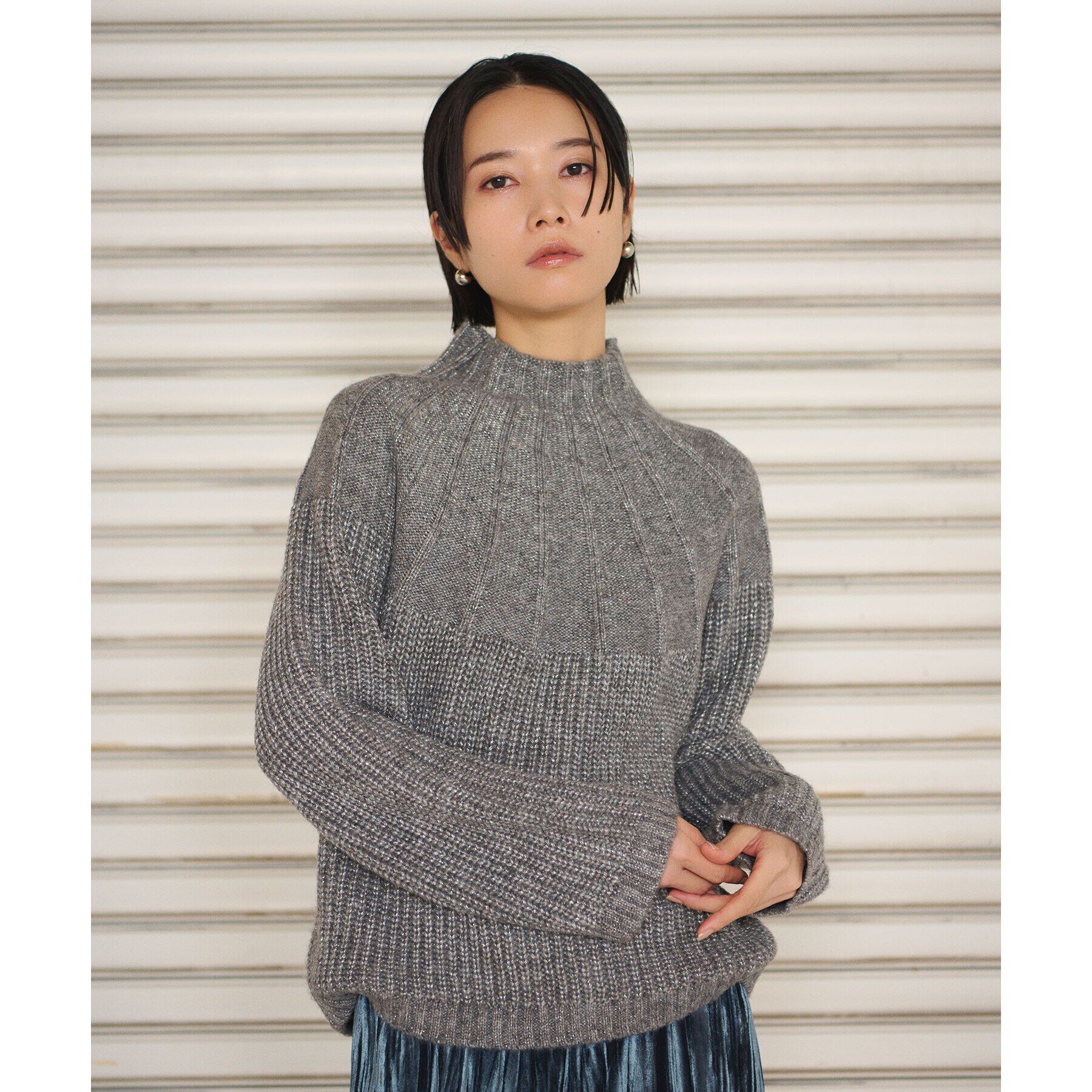 OPAQUE.CLIP「ラメ混ハイネックニット【洗濯機洗い可】」|ニット・セーター|