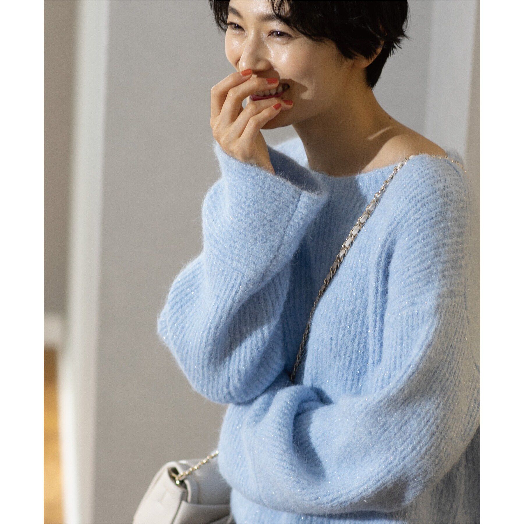 OPAQUE.CLIP「ラメショートミドルゲージニット【洗濯機洗い可】」|ニット・セーター|