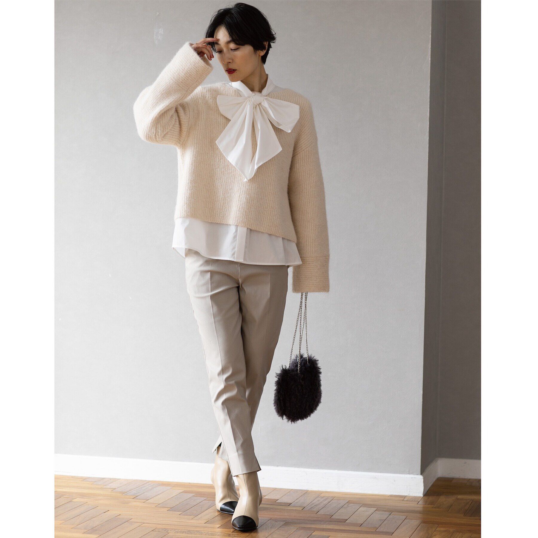 OPAQUE.CLIP「ラメショートミドルゲージニット【洗濯機洗い可】」|ニット・セーター|