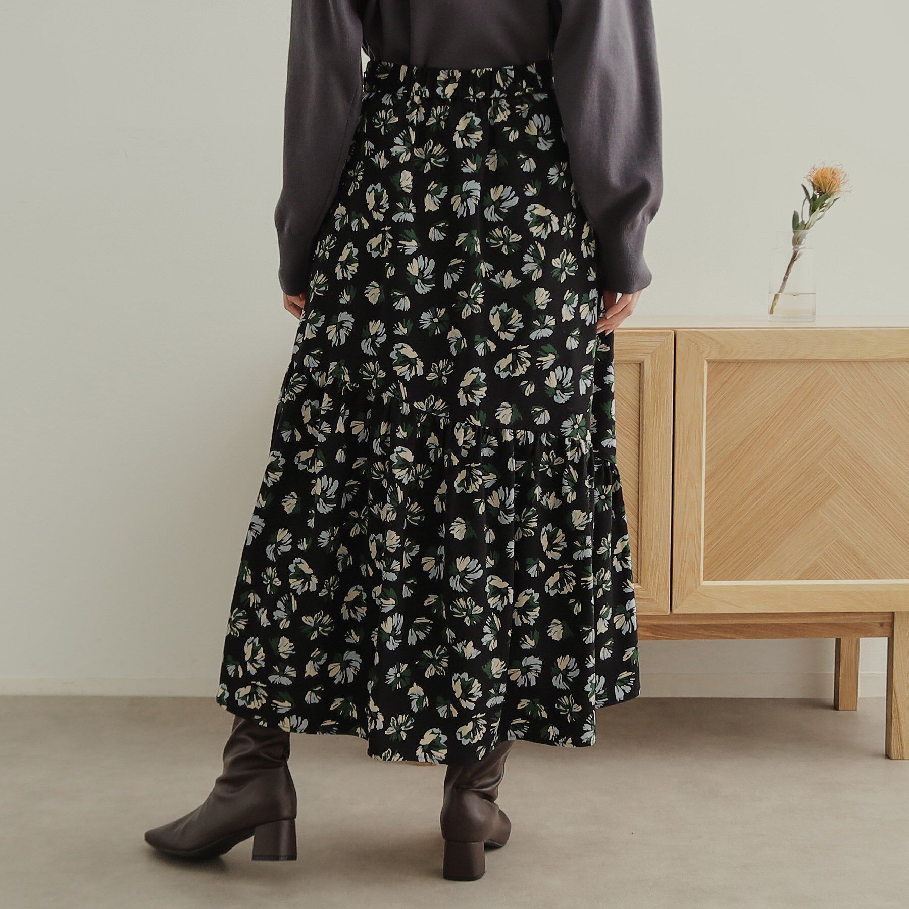 OPAQUE.CLIP「フラワープリントフレアスカート【洗濯機洗い可】」|スカート|