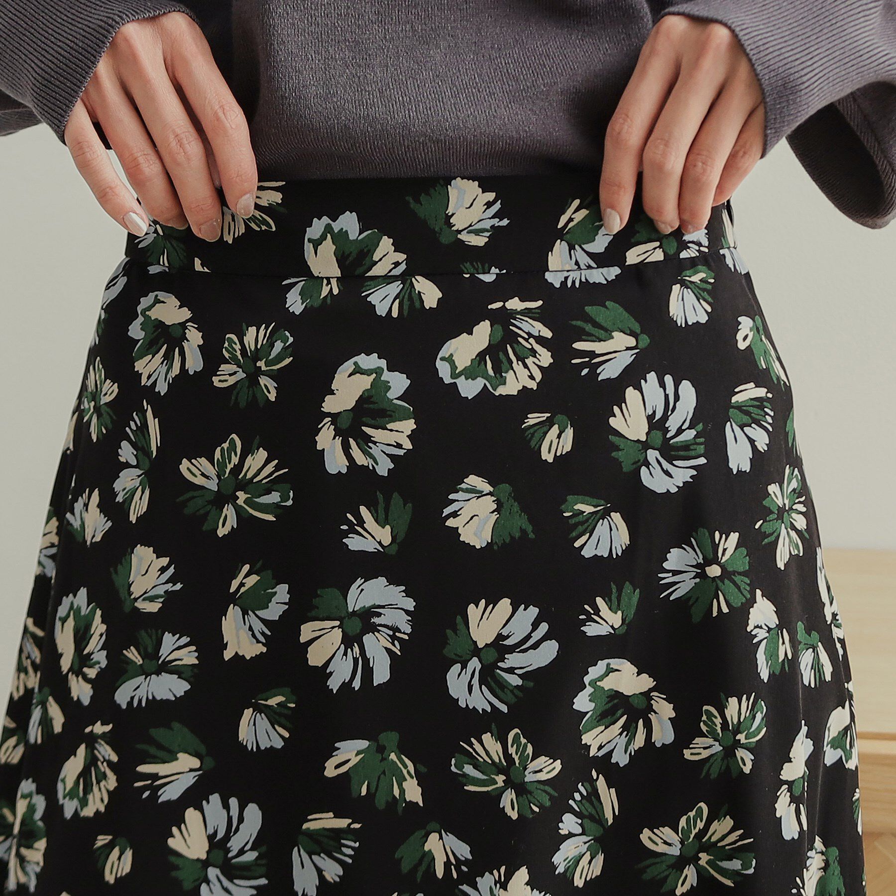 OPAQUE.CLIP「フラワープリントフレアスカート【洗濯機洗い可】」|スカート|