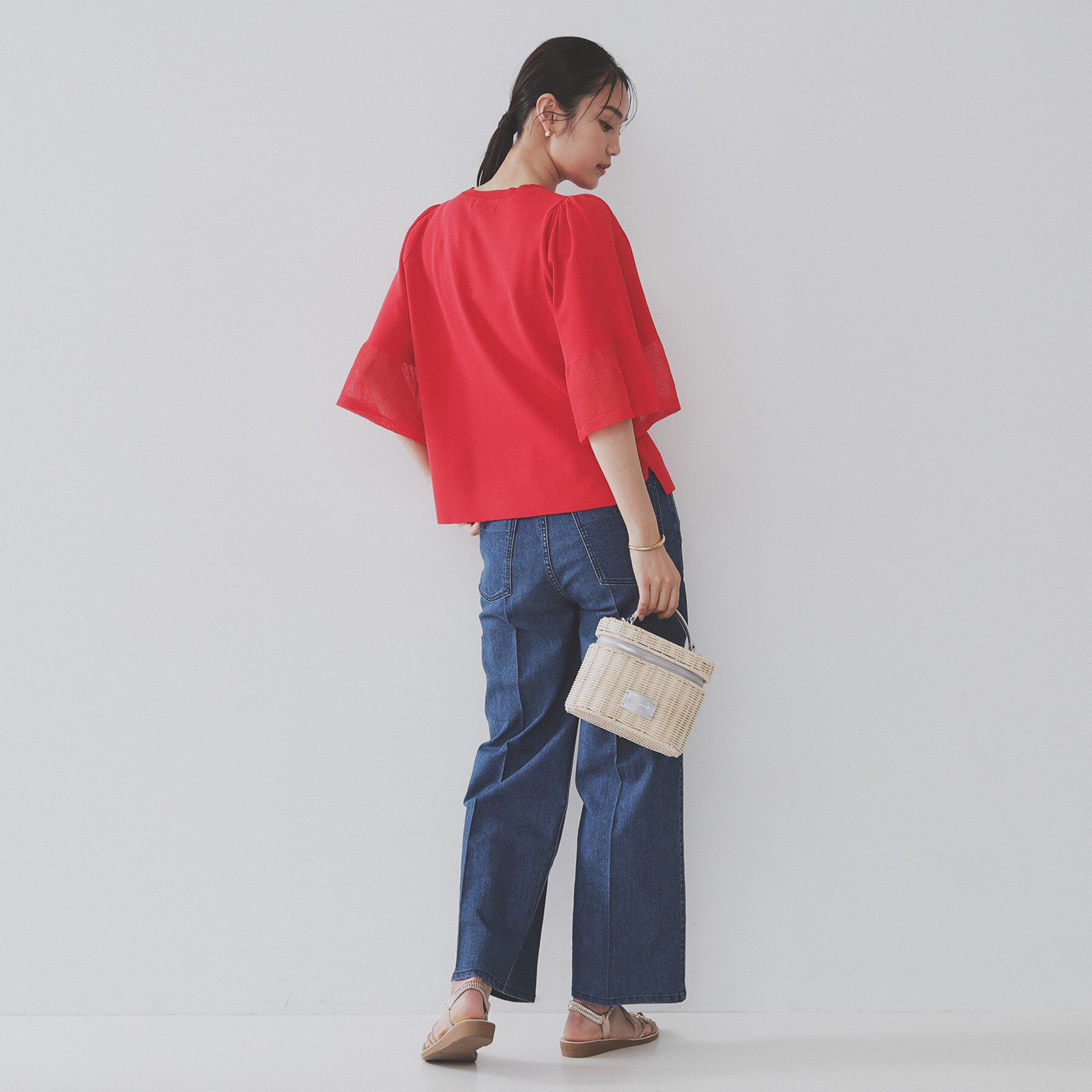 OPAQUE.CLIP「《5色展開》シアーフレアスリーブニット【洗濯機洗い可】」|ニット・セーター|