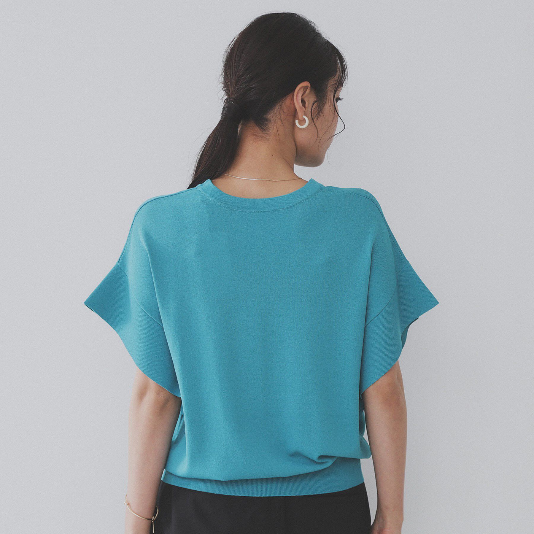 OPAQUE.CLIP「フリルスリーブニット【UVケア/接触冷感/洗濯機洗い可/抗ピル】」|ニット・セーター|