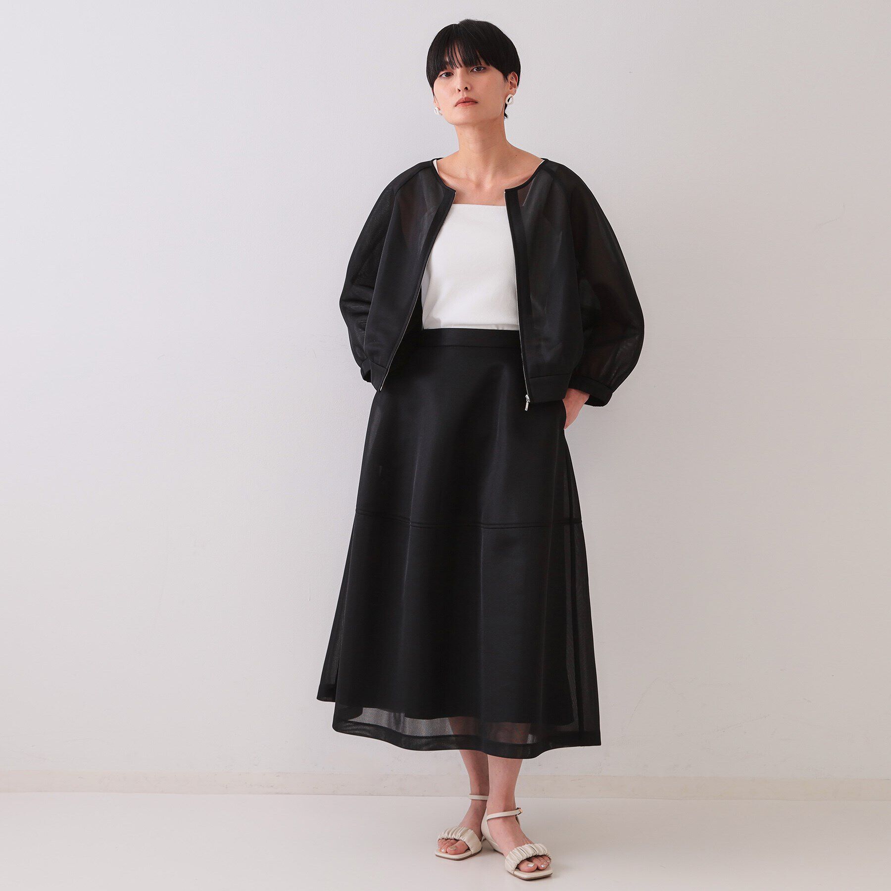 OPAQUE.CLIP「スポンディッシュシアーノーカラーブルゾン【洗濯機洗い可】」|ブルゾン・スタジャン|