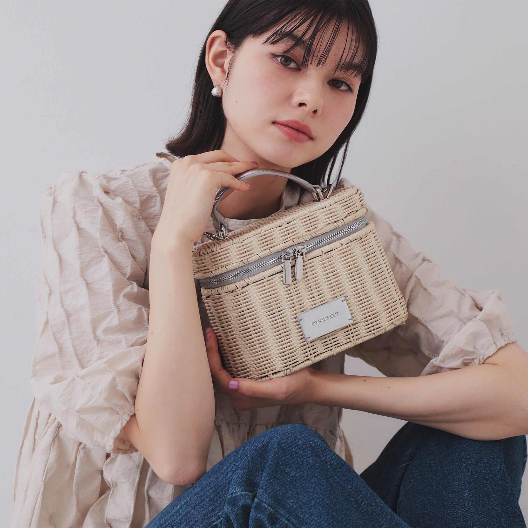 OPAQUE.CLIP「【2WAY】ラタンバニティショルダーバッグ」|ショルダー・メッセンジャー|シルバー(006)