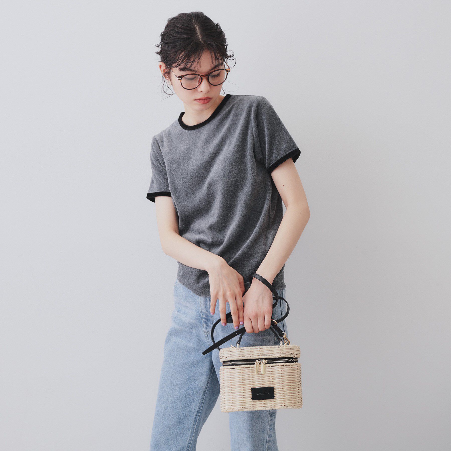 OPAQUE.CLIP「【2WAY】ラタンバニティショルダーバッグ」|ショルダー・メッセンジャー|ブラック(019)