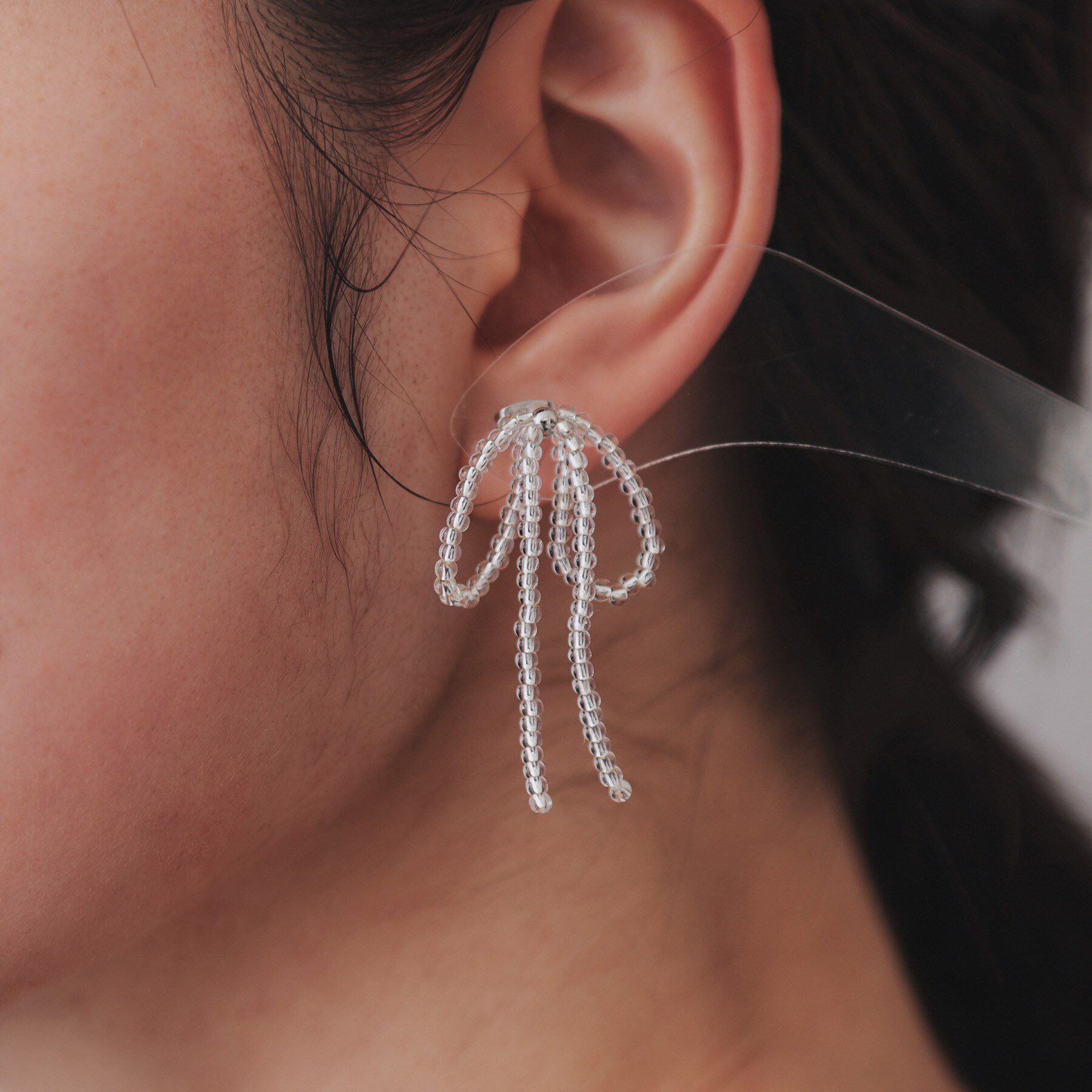 OPAQUE.CLIP「ビーズリボンピアス」|ピアス|