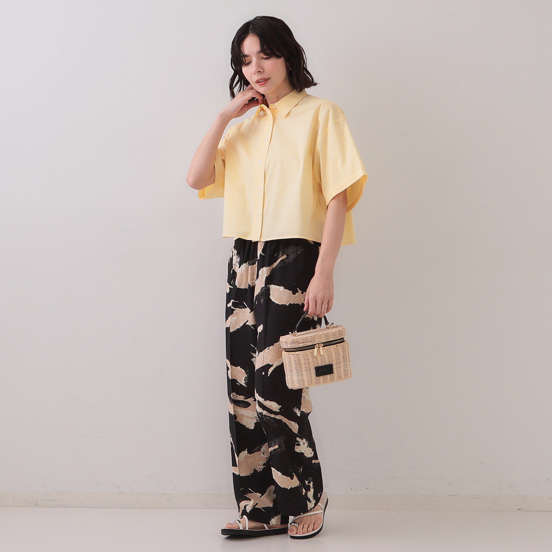 OPAQUE.CLIP「クロップドハーフスリーブシャツ【洗濯機洗い可】」|シャツ・ブラウス|