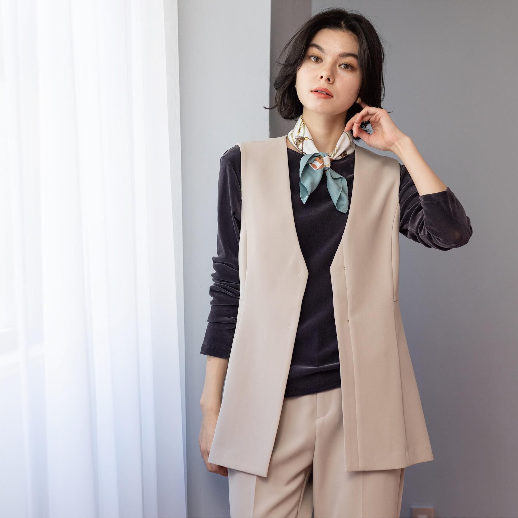 OPAQUE.CLIP「ペプラムジレ/セットアップ対応可【洗濯機OK】」|ベスト・ジレ|