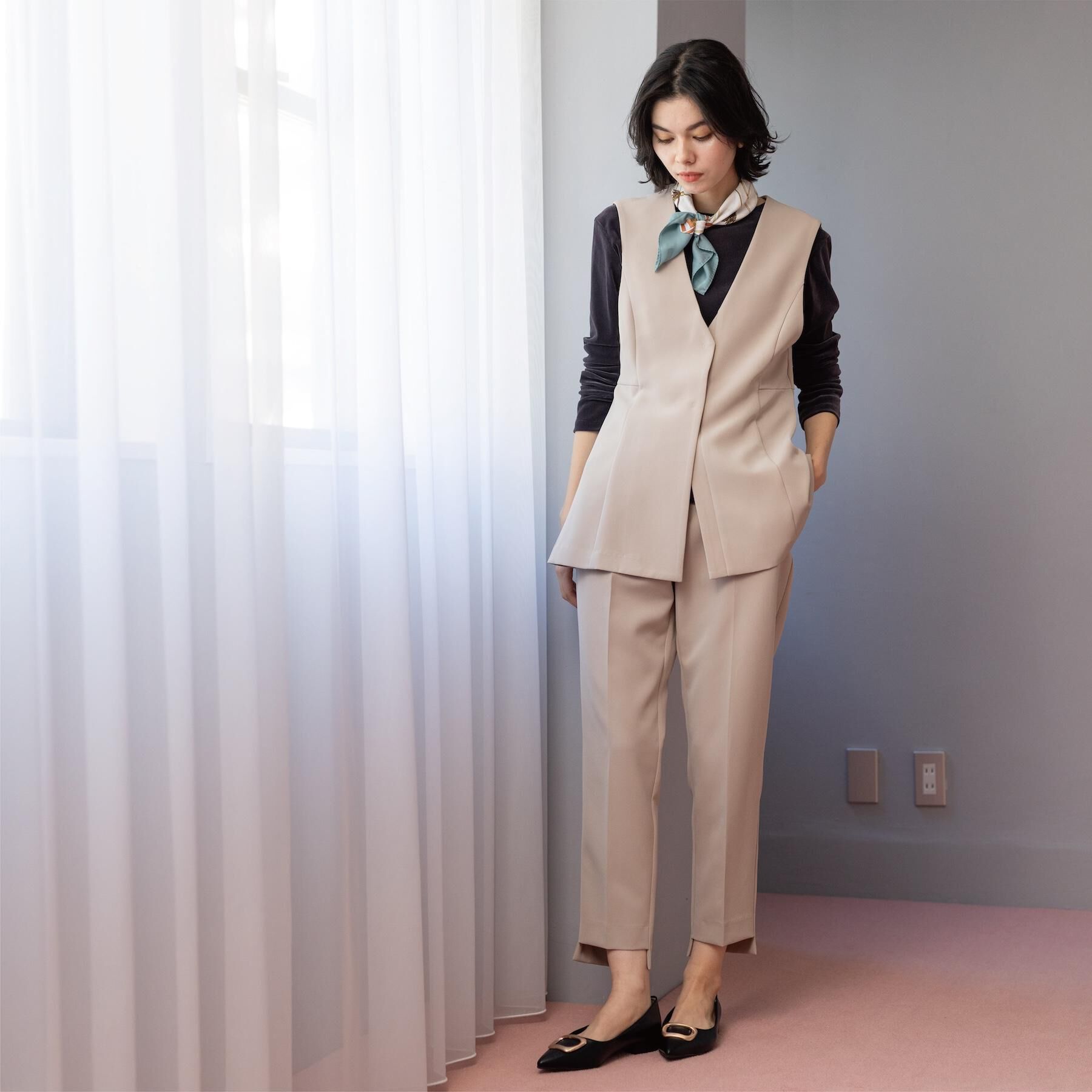 OPAQUE.CLIP「ペプラムジレ/セットアップ対応可【洗濯機OK】」|ベスト・ジレ|