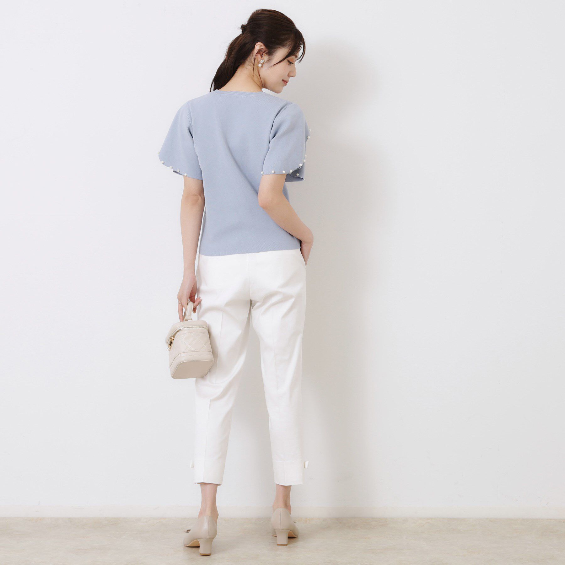 Couture broach「【一枚でキマる・華やか】パール調付チューリップ袖ニット」|ニット・セーター|