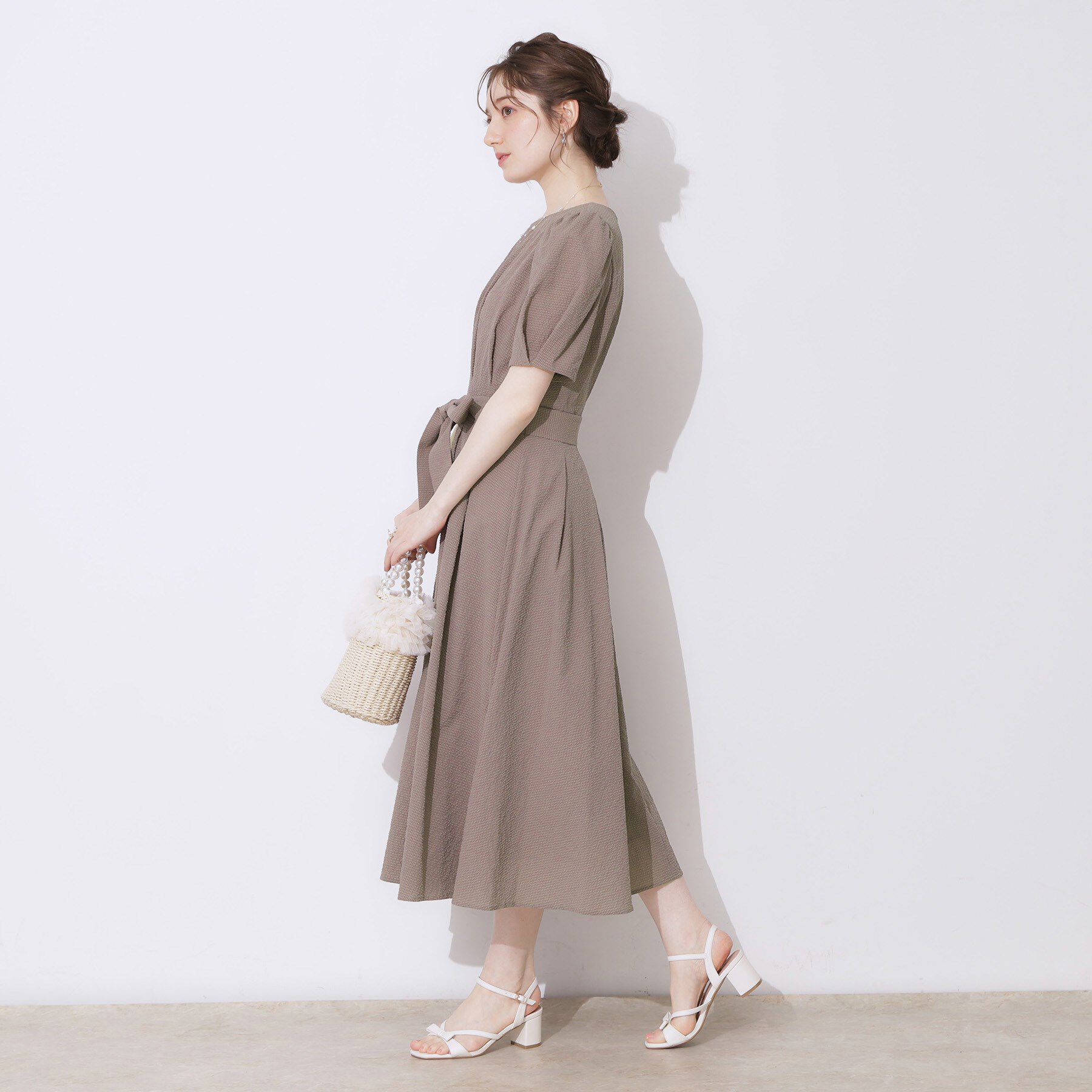 Couture broach「【細見え・キレイめ】サッカータックワンピース」|ワンピース|