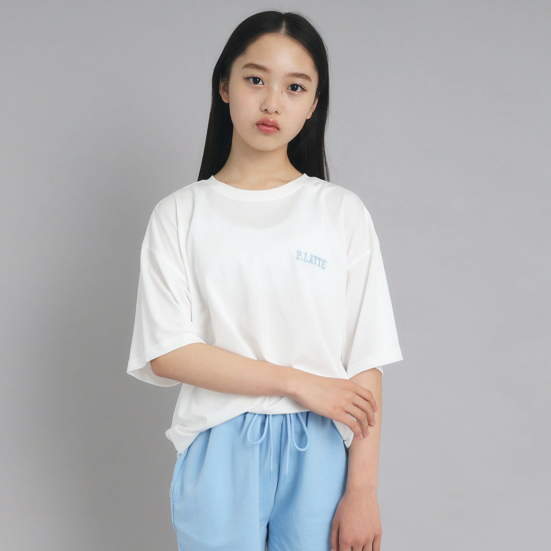 PINK-latte「【接触冷感/130cmあり】ピンクマテTシャツ」|Tシャツ・カットソー|オフホワイト(003