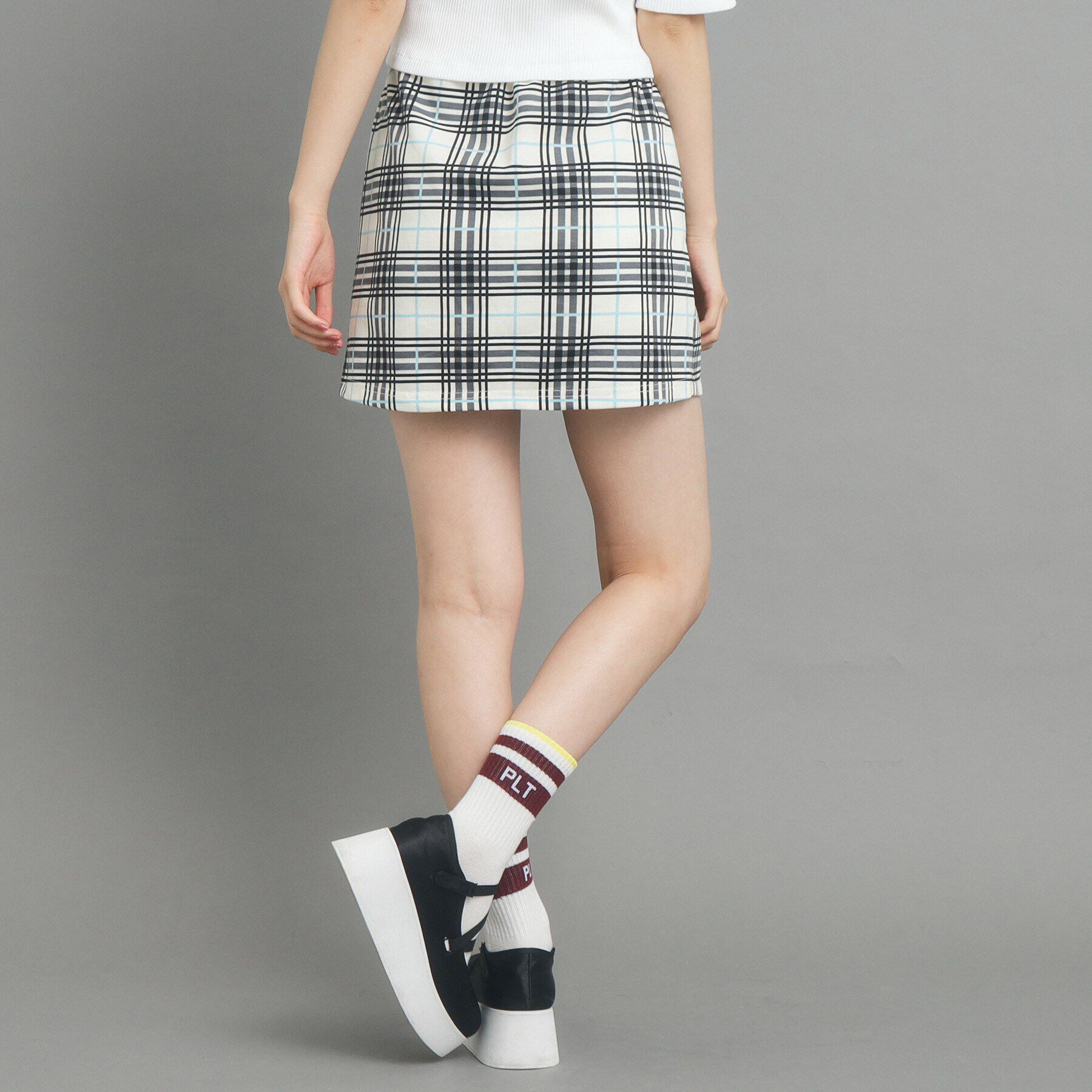 PINK-latte「【130cmあり/インナー付き】チェックミニスカート」|スカート|