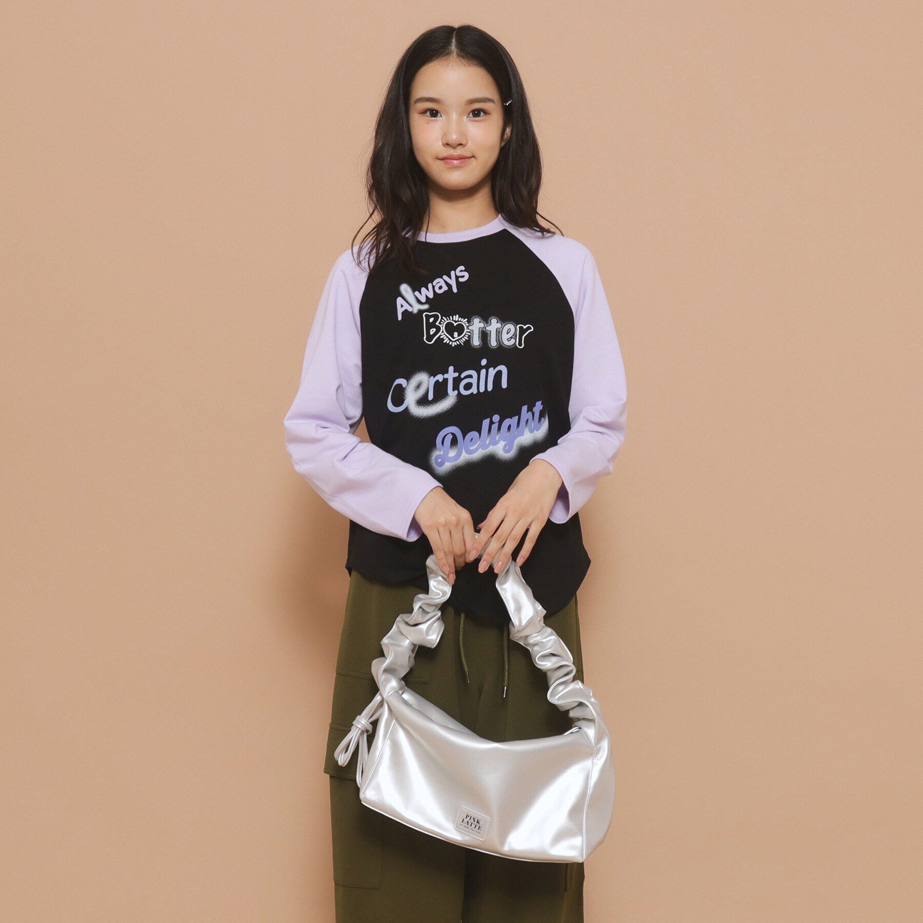 PINK-latte「【2WAY】ギャザートート＆ショルダーバッグ」|ショルダー・メッセンジャー|シルバー(006)