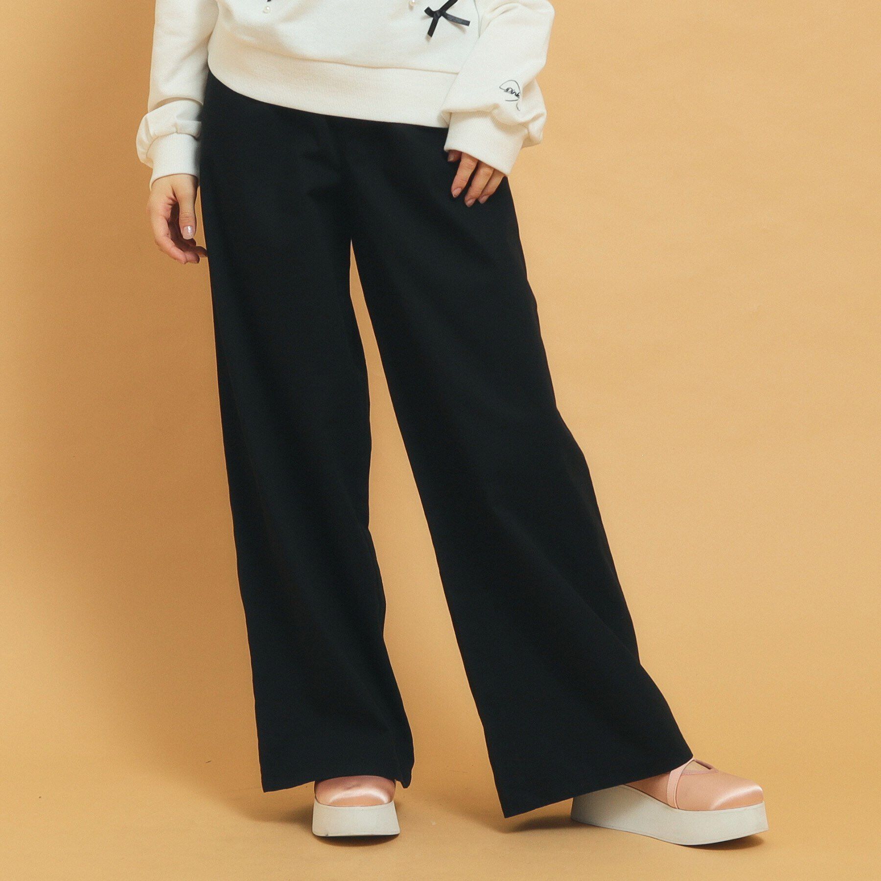 PINK-latte「ウエストロゴデザインパンツ」|その他|ブラック(019)