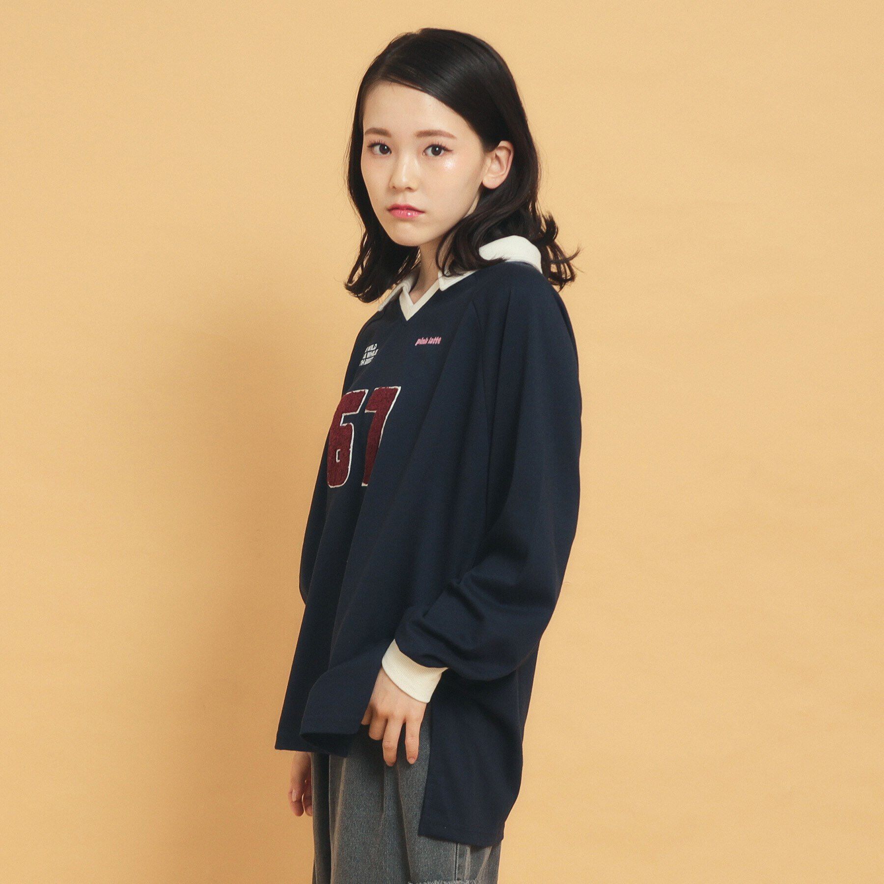 PINK-latte「衿付きユニフォームロングTシャツ」|Tシャツ・カットソー|