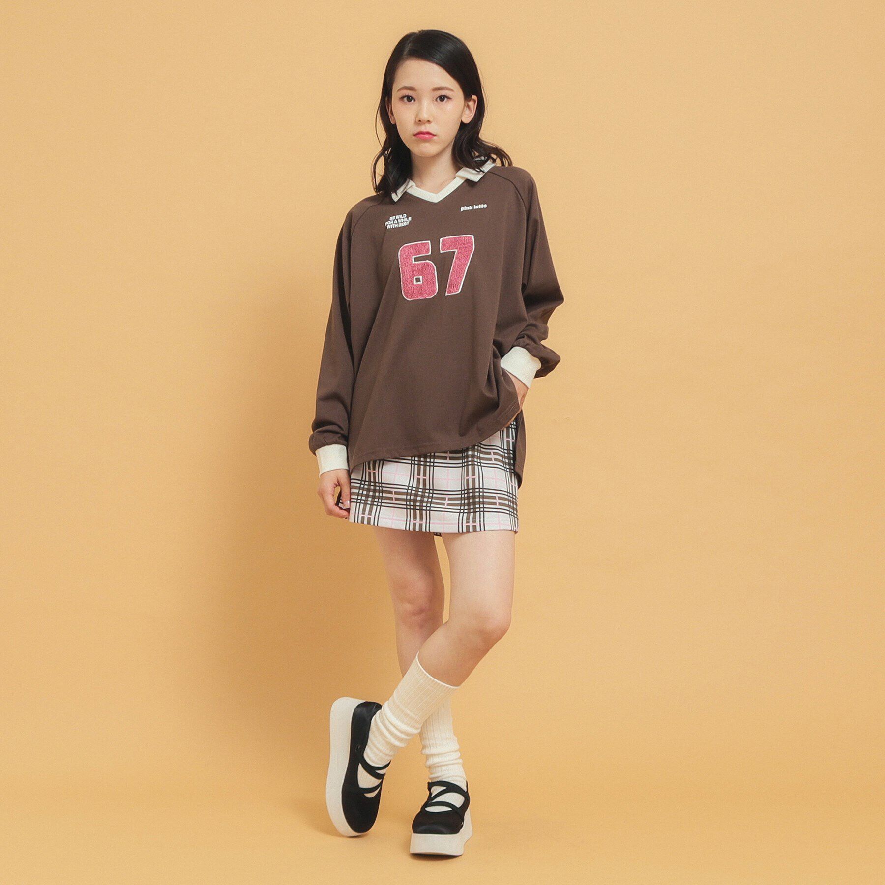 PINK-latte「衿付きユニフォームロングTシャツ」|Tシャツ・カットソー|