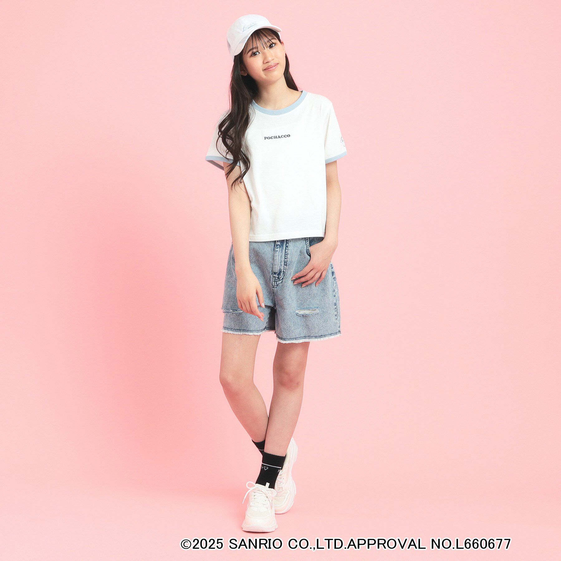 PINK-latte「【サンリオキャラクターズコラボ】リンガーTシャツ」|Tシャツ・カットソー|