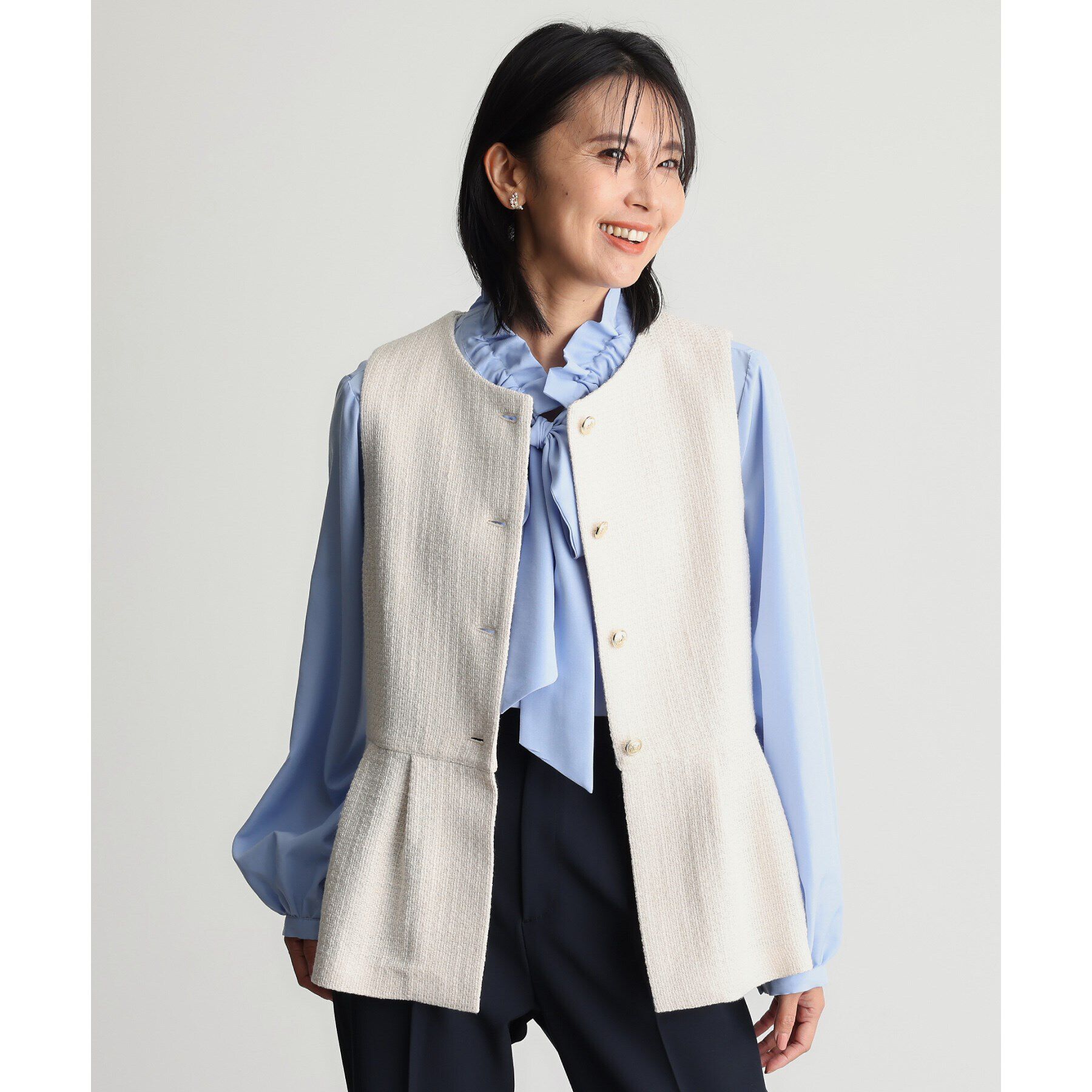 THE SHOP TK「【ONOFF活躍/セレモニー】ツイードペプラムジレ/洗える」|ベスト・ジレ|