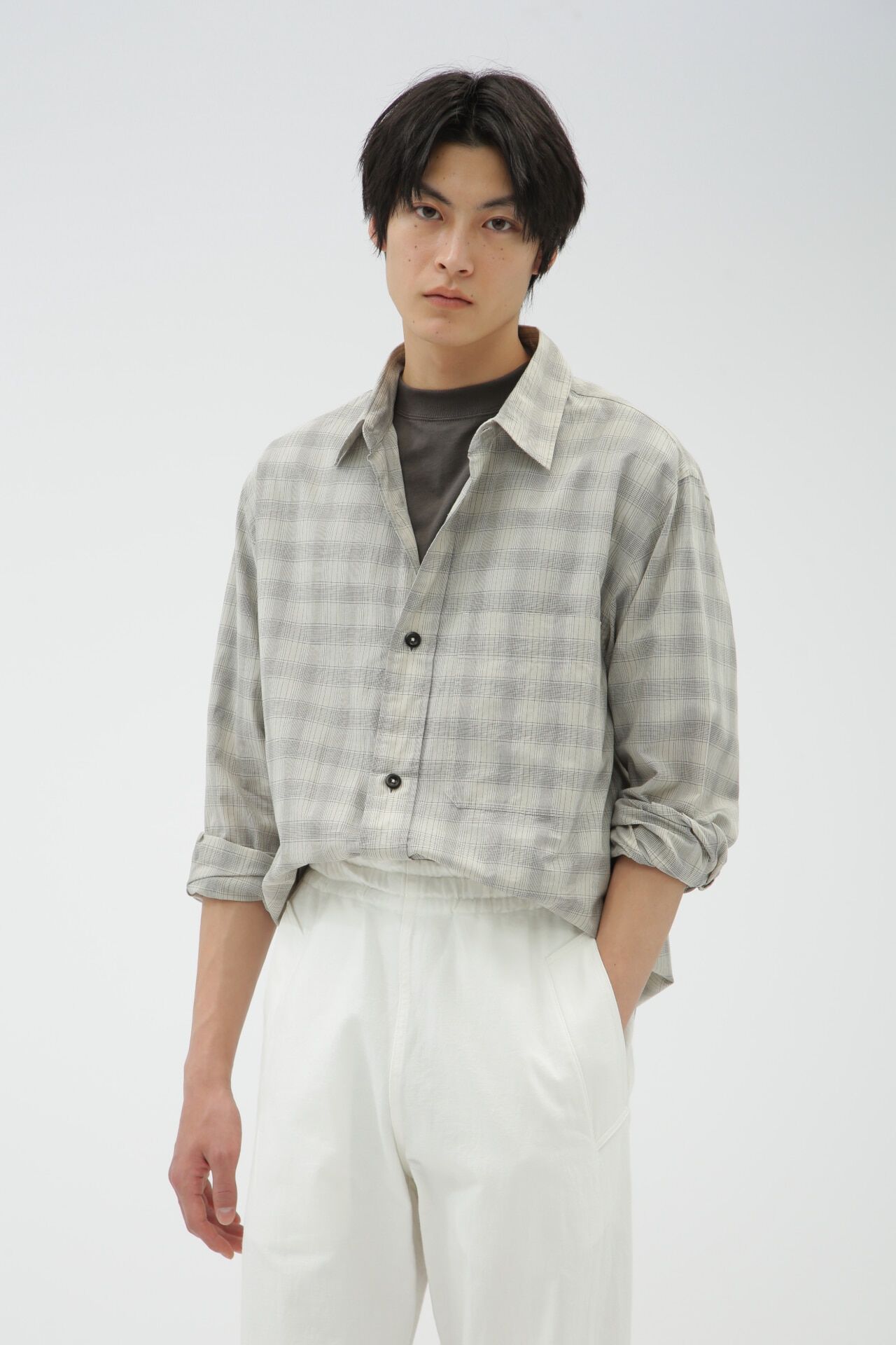 MHL.「WORKWEAR CHECK COTTON SHIRTING」|シャツ・ブラウス|ECRU2