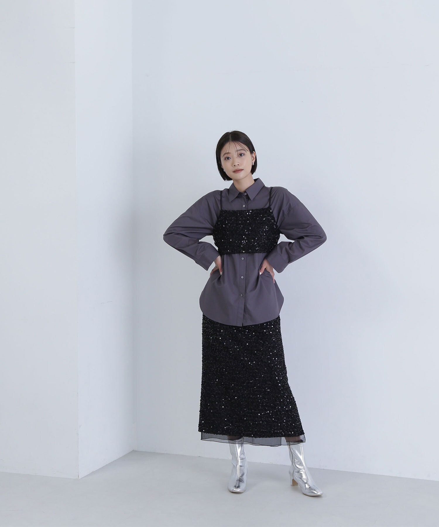  「スパンコールナロースカート」|スカート|