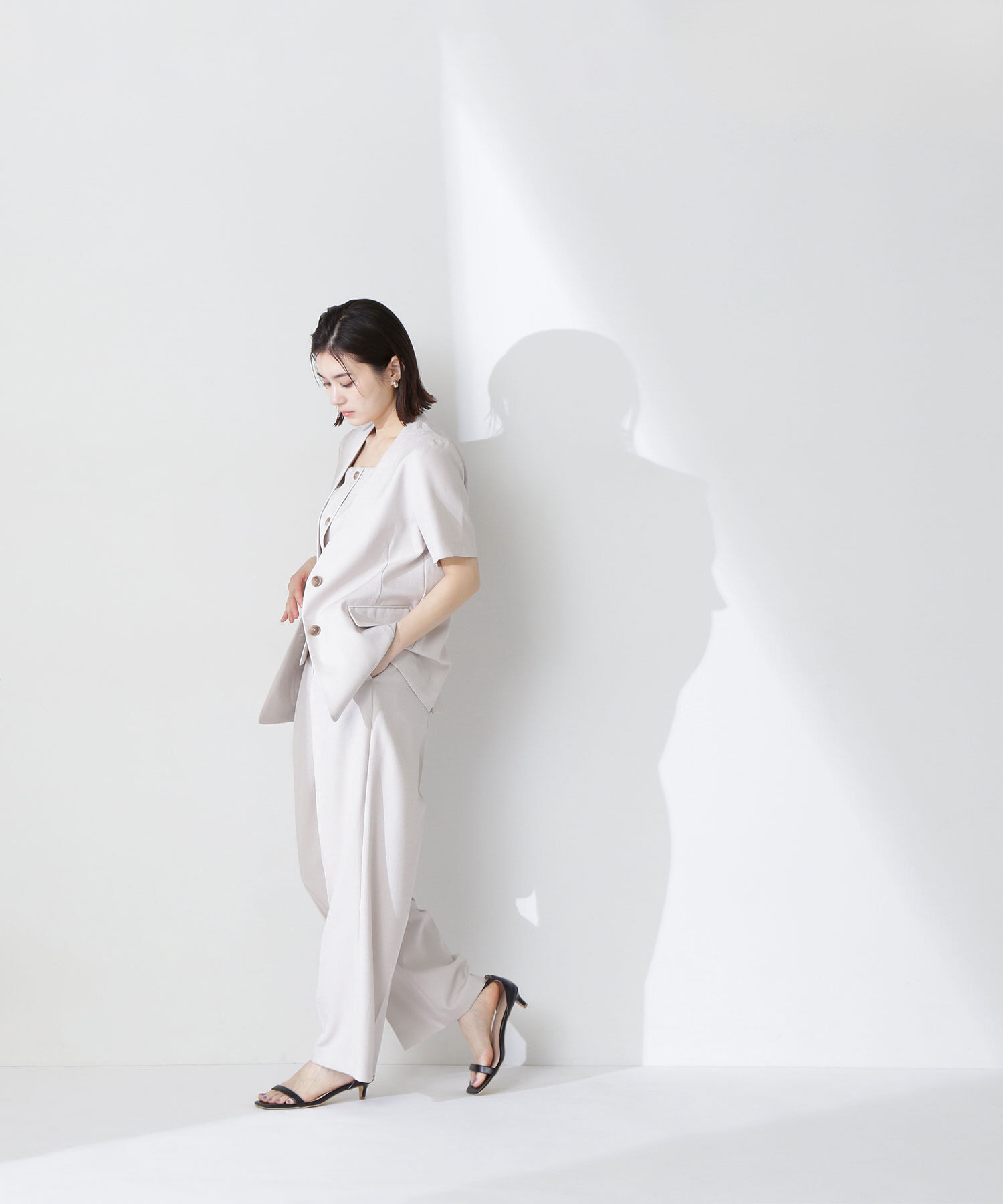  「リネンライクツイルシリーズ ハーフスリーブジャケット」|ブルゾン・スタジャン|