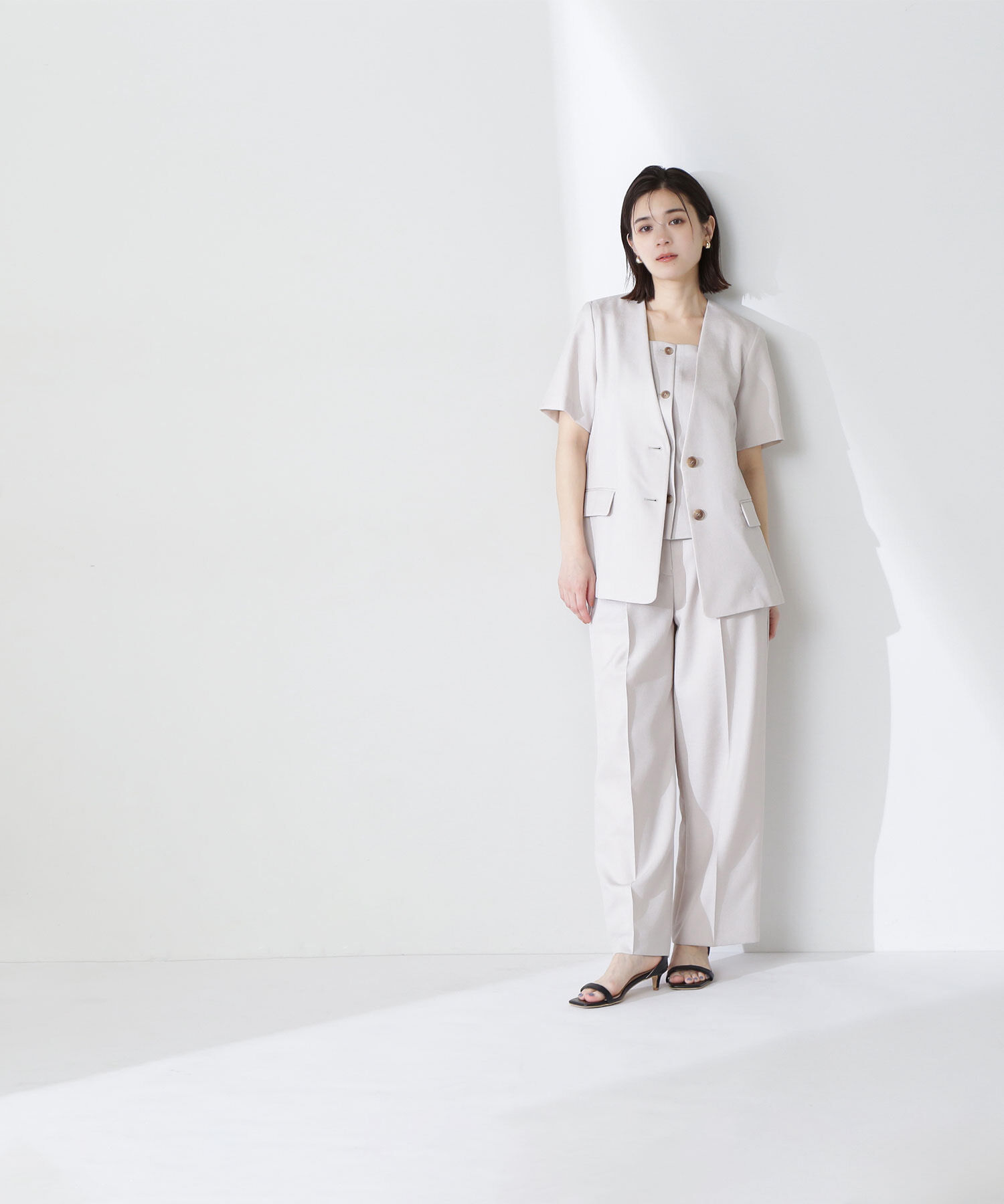  「リネンライクツイルシリーズ ハーフスリーブジャケット」|ブルゾン・スタジャン|