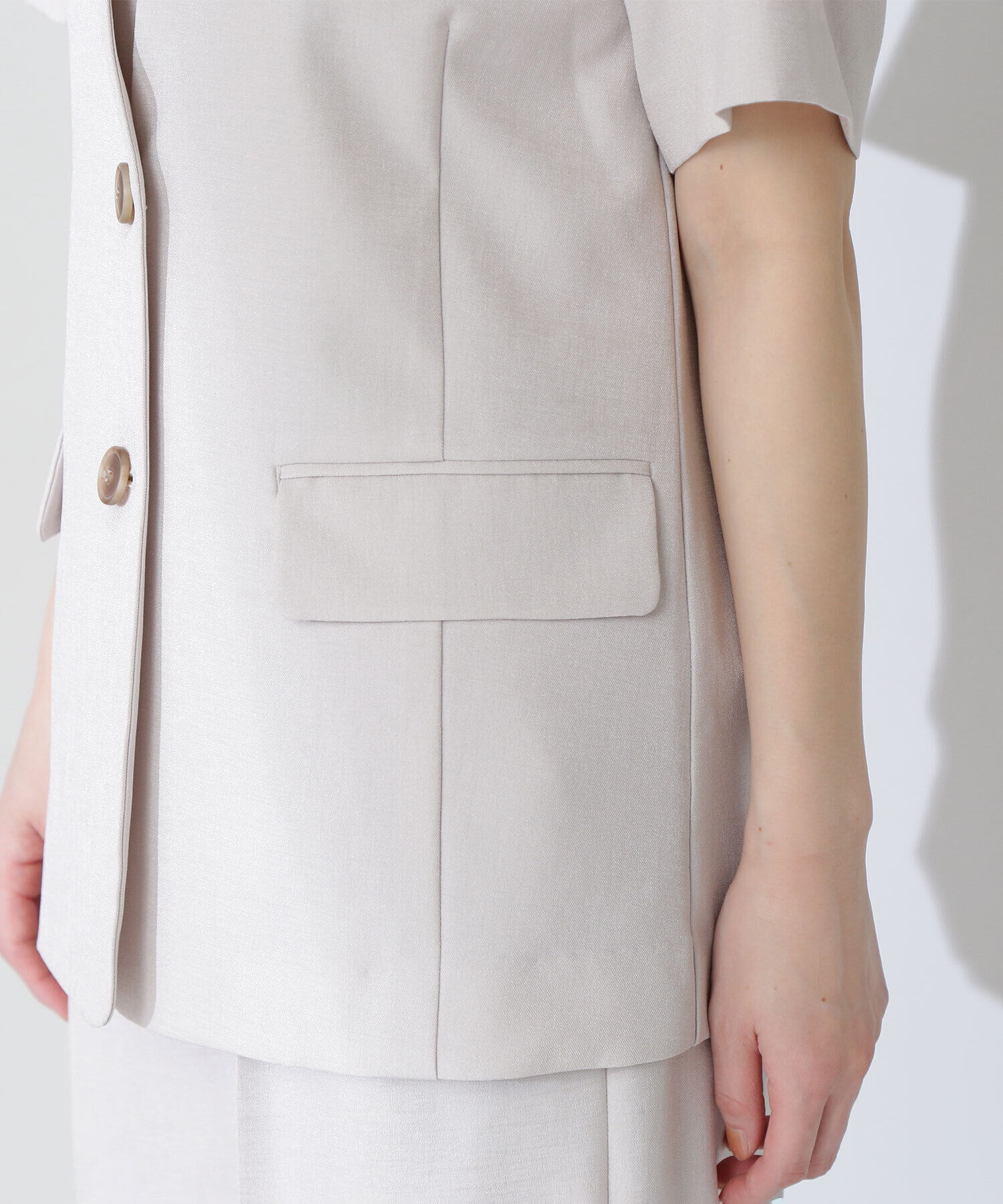  「リネンライクツイルシリーズ ハーフスリーブジャケット」|ブルゾン・スタジャン|